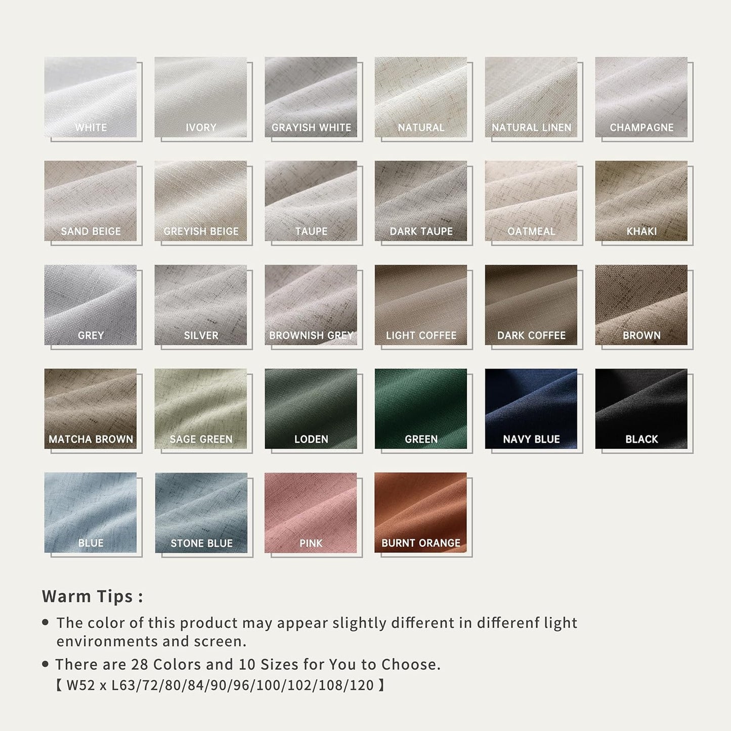 Linen Blackout Curtains for Bedroom 72 Inch Length 2 Panels Set Room Darkening Curtains Brownish Grey Black Out Curtain Neutral Thermal Insulated Living Room Winter Window Drapes Back Tab 52x72