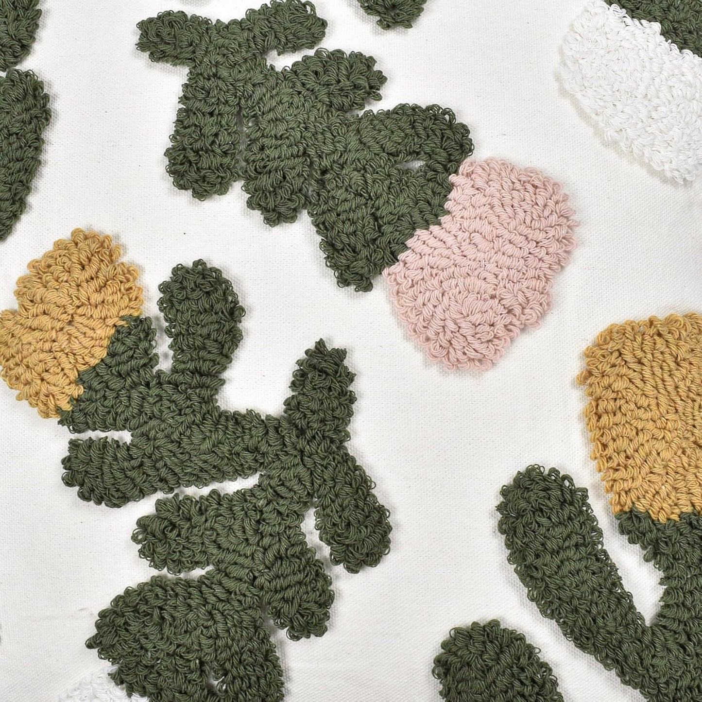 Boho Pillow Covers 18X18 Inch Boho Tufted Throw Pillow Covers Decorative Tassels Cushion Cover Farmhouse Pillow Case for Couch Sofa Bed Living Room Bedroom, Pink Floral