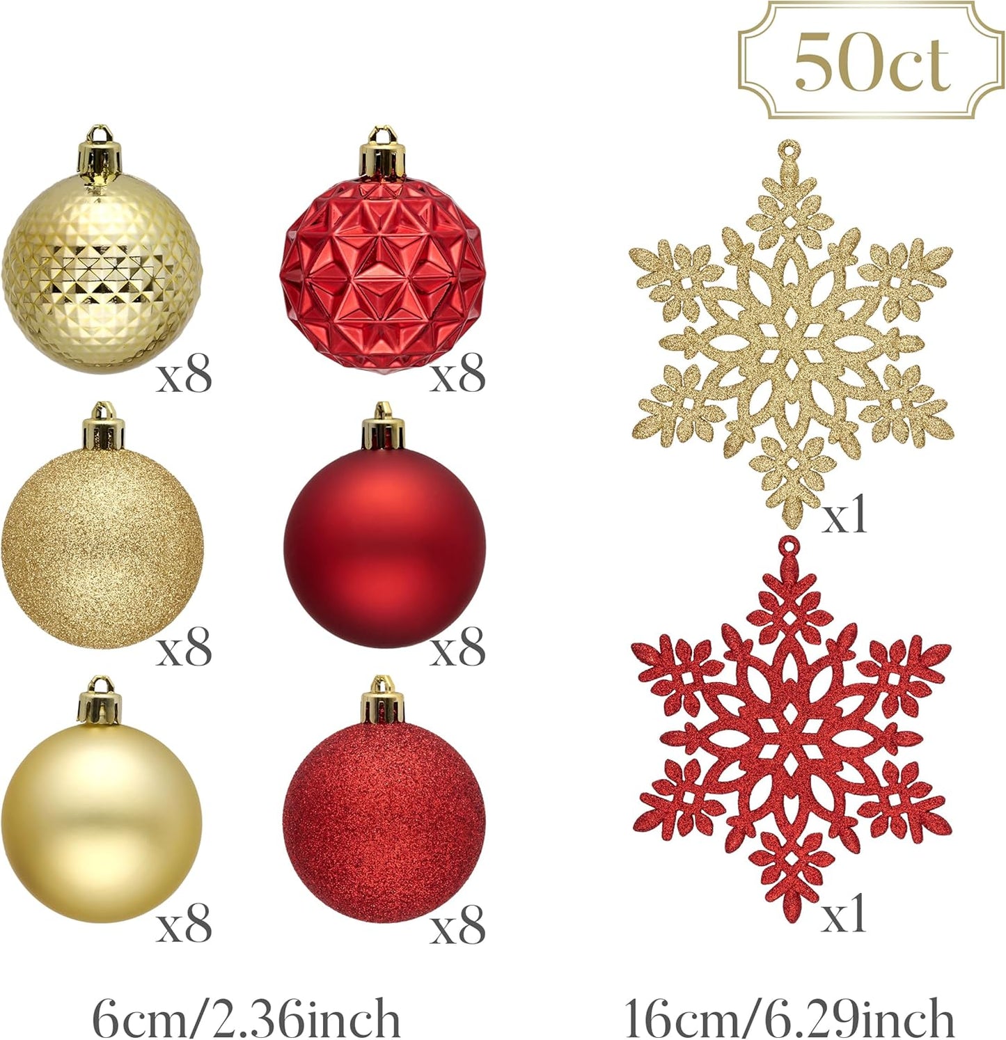 Valery Madelyn Christmas Tree Decorations Ornament Set for Fall Halloween, 50ct 2.36 Inches Red and Gold Shatterproof Christmas Ball Ornaments Hanging Xmas Holiday Party Decor