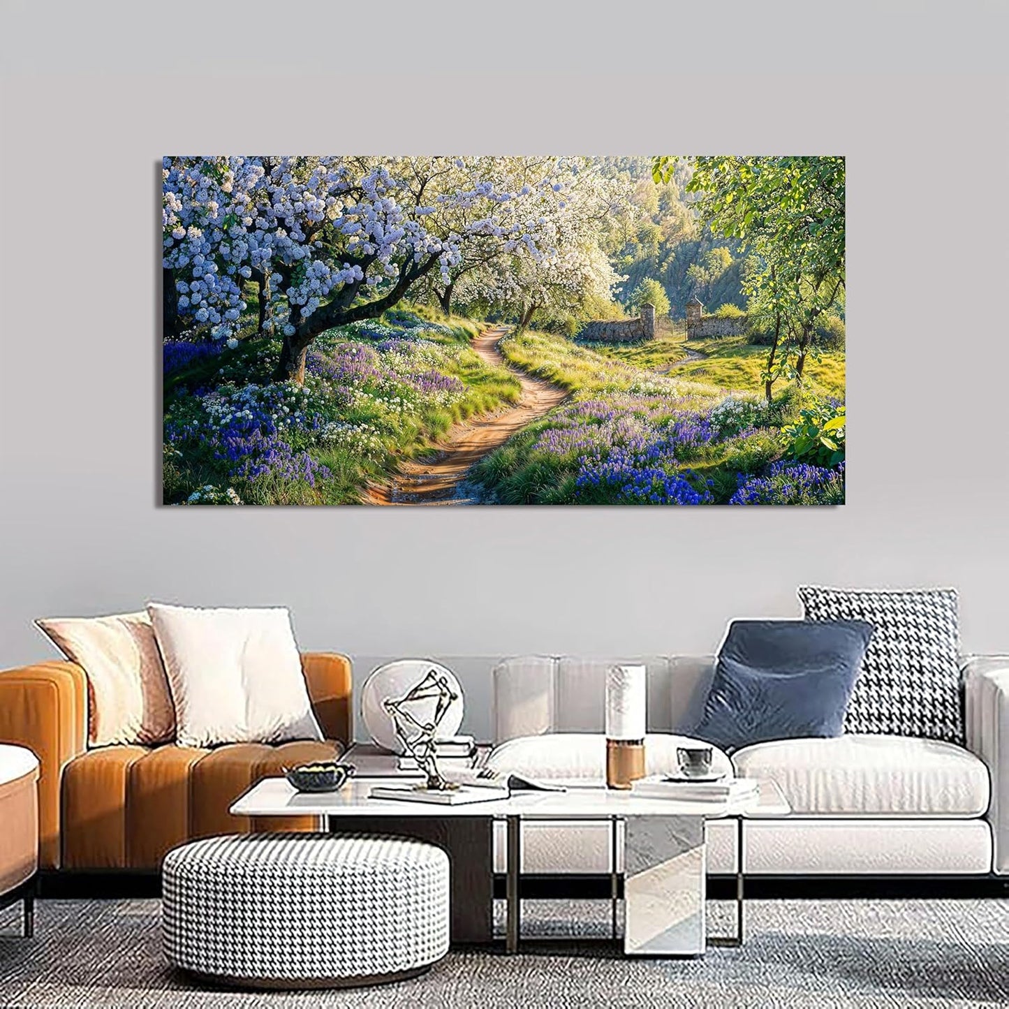 Canvas Wall Art Decor Large Modern Green Wall Art for Living Room Flower Tree Wall Art Prints Nature Art Work for Wall Decor Landscape Artwork for Walls Kitchen Bedroom Office Decor 24" X 48"