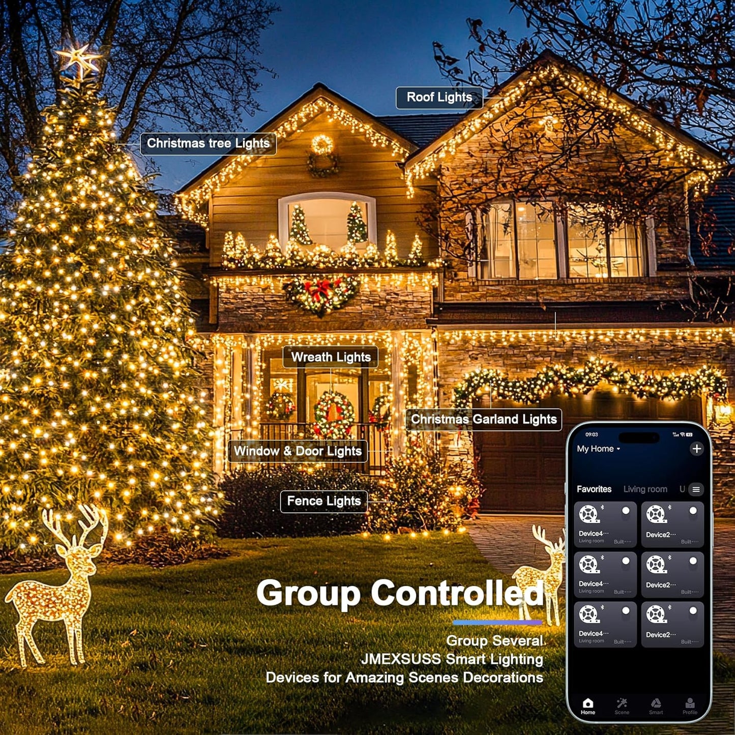 JMEXSUSS 800 LED RGB String Light Outdoor Indoor, Christmas Lights Outdoor Clear Wire Christmas Lights Plug in for Bedroom Tree Room Party Birthday Decorations