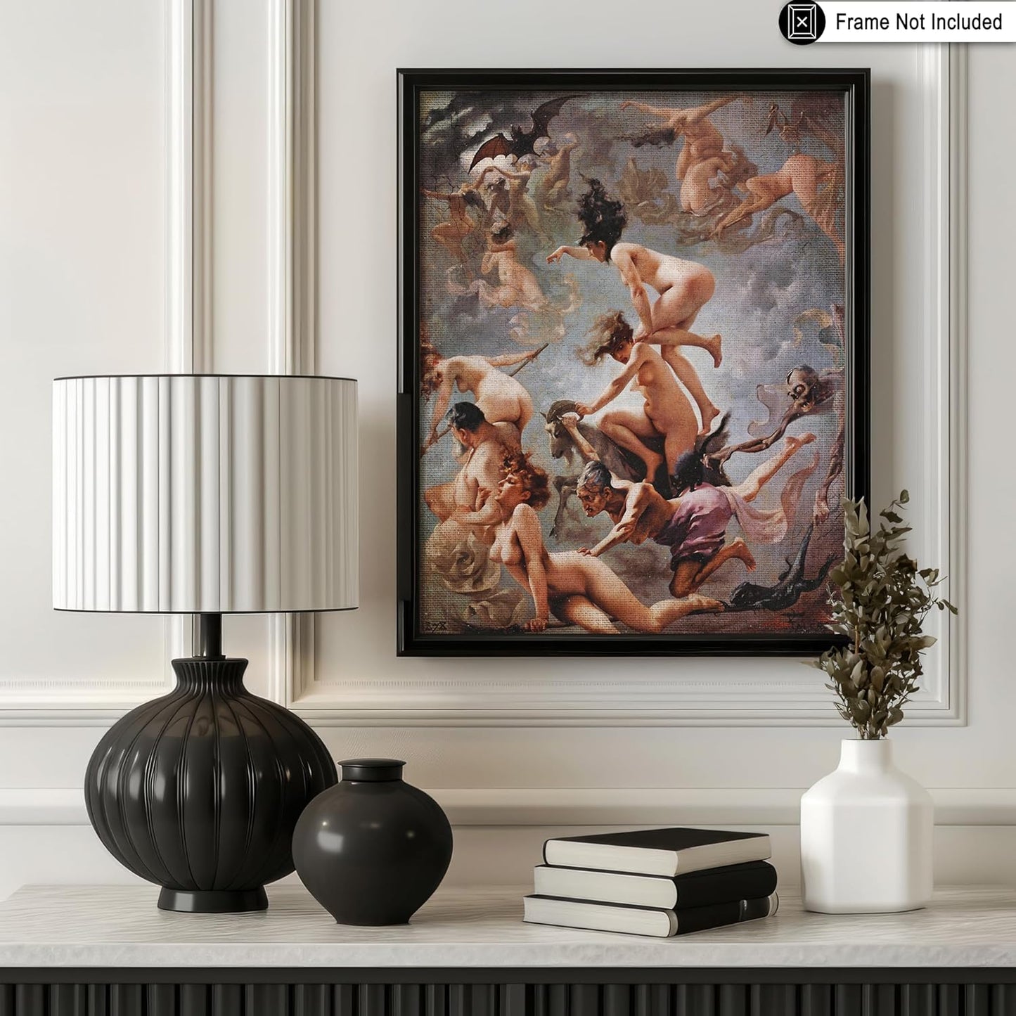 Poster Master Vintage Luis Ricardo Falero Poster - Retro Occult Print - Gift for Gothic, Horror Fan - Witches Going to their Sabbath, Pagan - Wall Decor for Bedroom, Dorm, 24x32 Unframed Wall Art