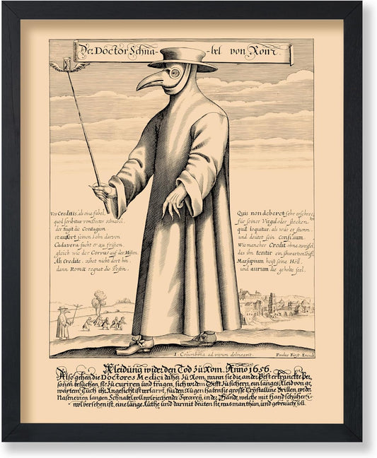 Poster Master Vintage Doctor Schnabel from Rome Poster - Retro Plague Doctor Print - Medieval Art - Gift for Men & Women - Great Wall Decor for Dorm, Living Room or Bedroom - 8x10 UNFRAMED Wall Art