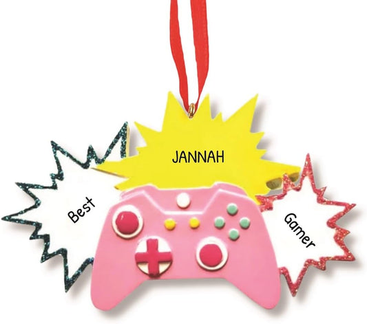 Ornaments by Elves - Christmas Ornaments Personalized New Video Girl Gamer Ornament Pink Video Game Controller Ornament Girl Gamer Themed Ornaments for Christmas Decor in Giftable Packaging