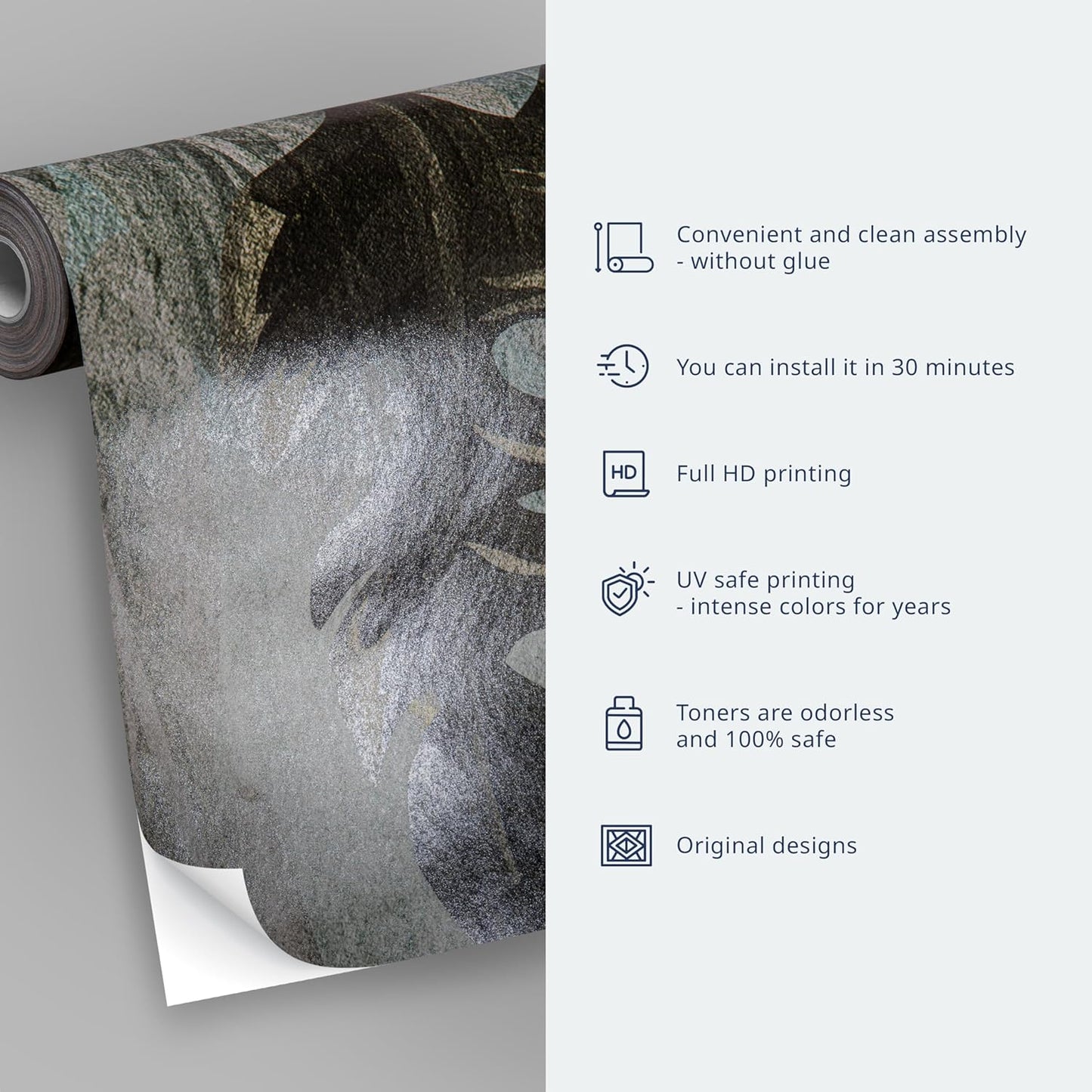 artgeist Wall Mural Feather 193x138 in - XXL Peel and Stick Self-Adhesive Wallpaper Removable Large Sticker Foil Wall Decor Print Picture Image Design Abstract Beige Navy Blue b-A-0812-a-a