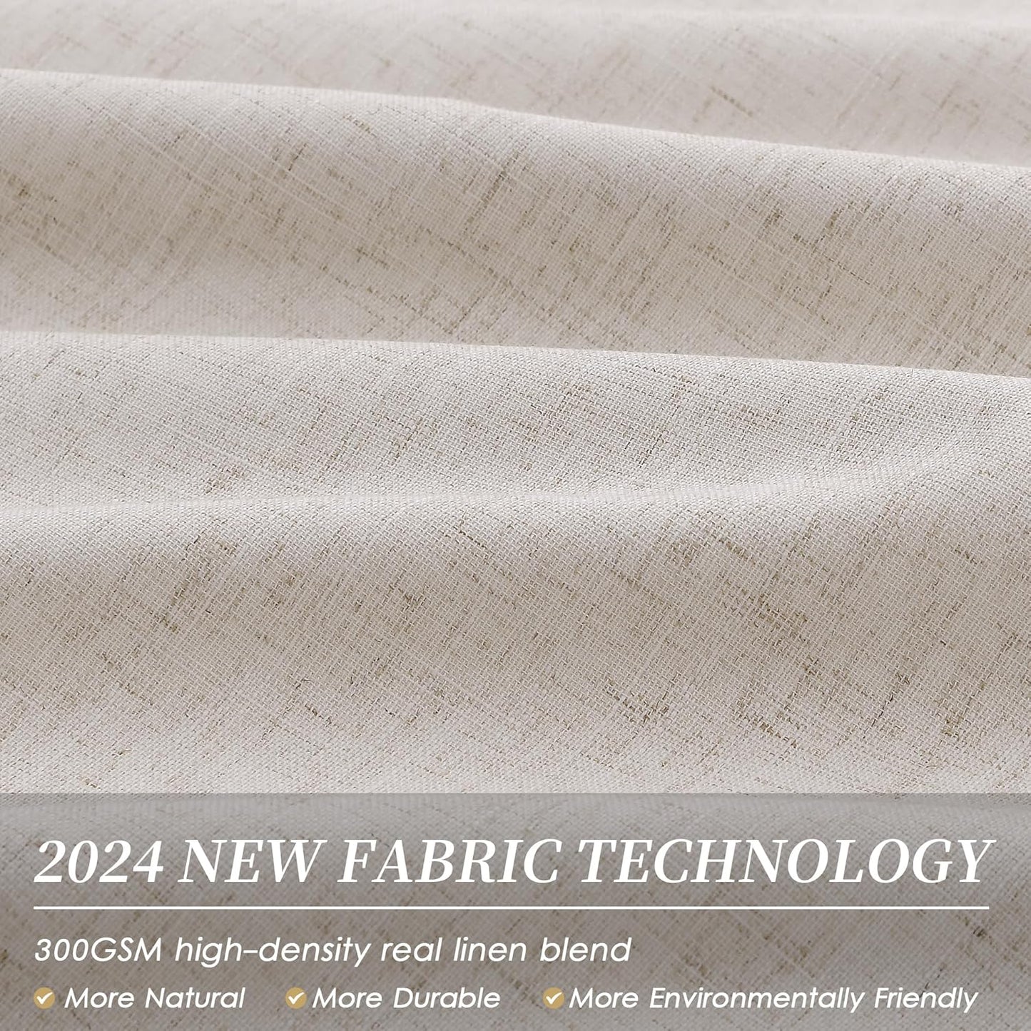 BOODII Full Blackout Curtains 90 Inches Long Room Darkening Curtain for Bedroom Sliding Door Thermal Insulated Black Out Curtains & Drapes Sand Beige Neutral Linen 2 Panels Set Back Tab 52x90