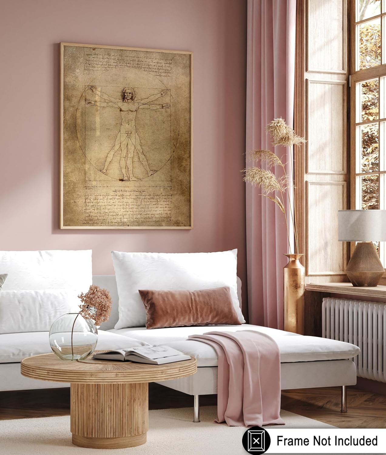 Poster Master Vintage Leonardo Da Vinci Poster - Retro Vitruvian Man Print - Drawing Art - Renaissance Art - Gift for Men & Women - Decor for Living Room, Bedroom or Office - 11x14 UNFRAMED Wall Art