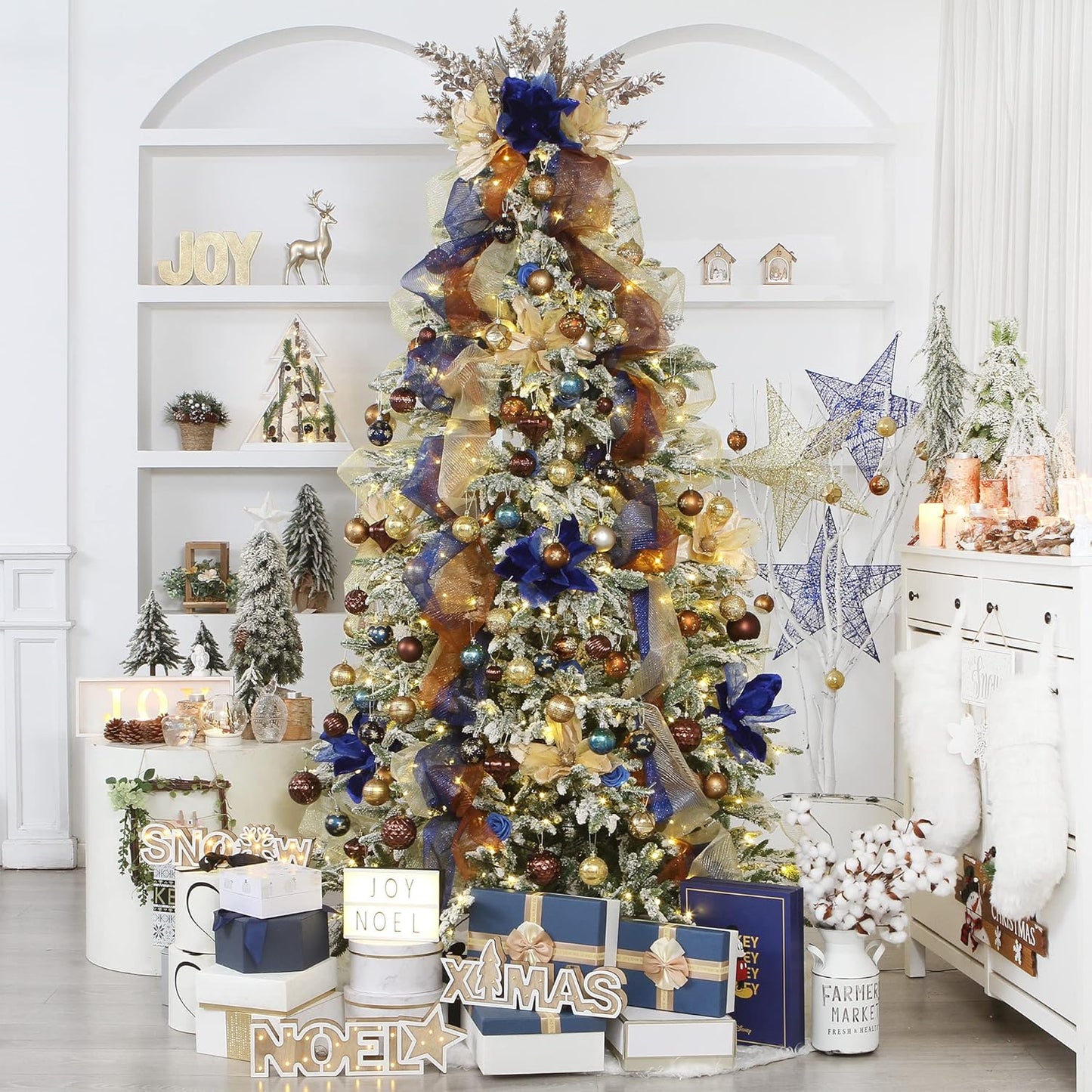 Sea Team 60mm/2.36" Delicate Contrast Color Theme Painting & Glittering Christmas Tree Pendants Decorative Hanging Christmas Baubles Balls Ornaments Set - 30 Pieces (Bronze & Gold)