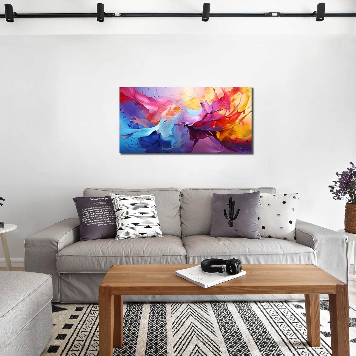 GUGIKA Abstract Wall Art for Living Room, Colorful Canvas Wall-Art for Bedroom, Print Paintings, Size 20x40 Inches