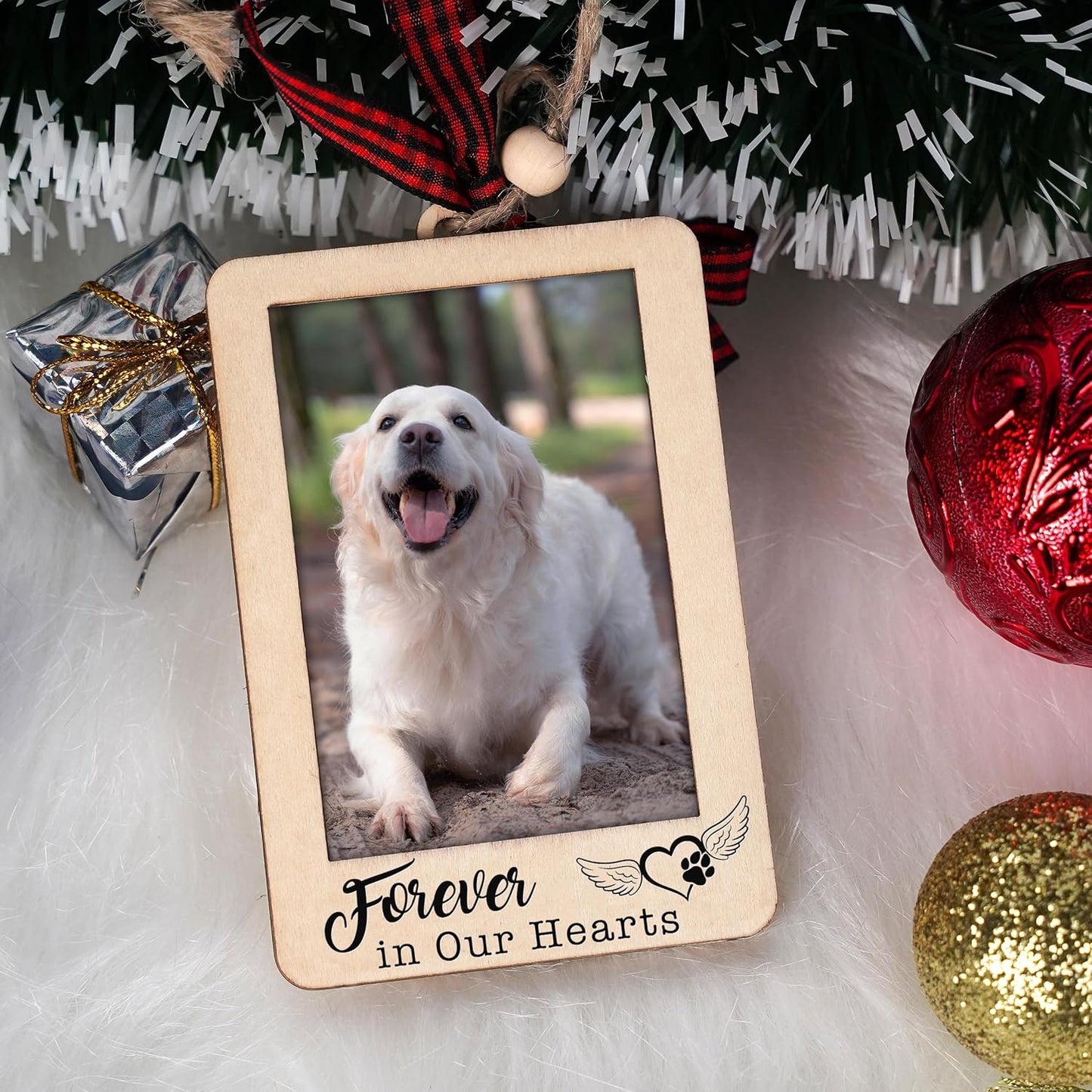 Christmas Photo Frame Ornament, 2025 Ornament, Wooden Picture Frame Ornaments With Hanging String (Pet)