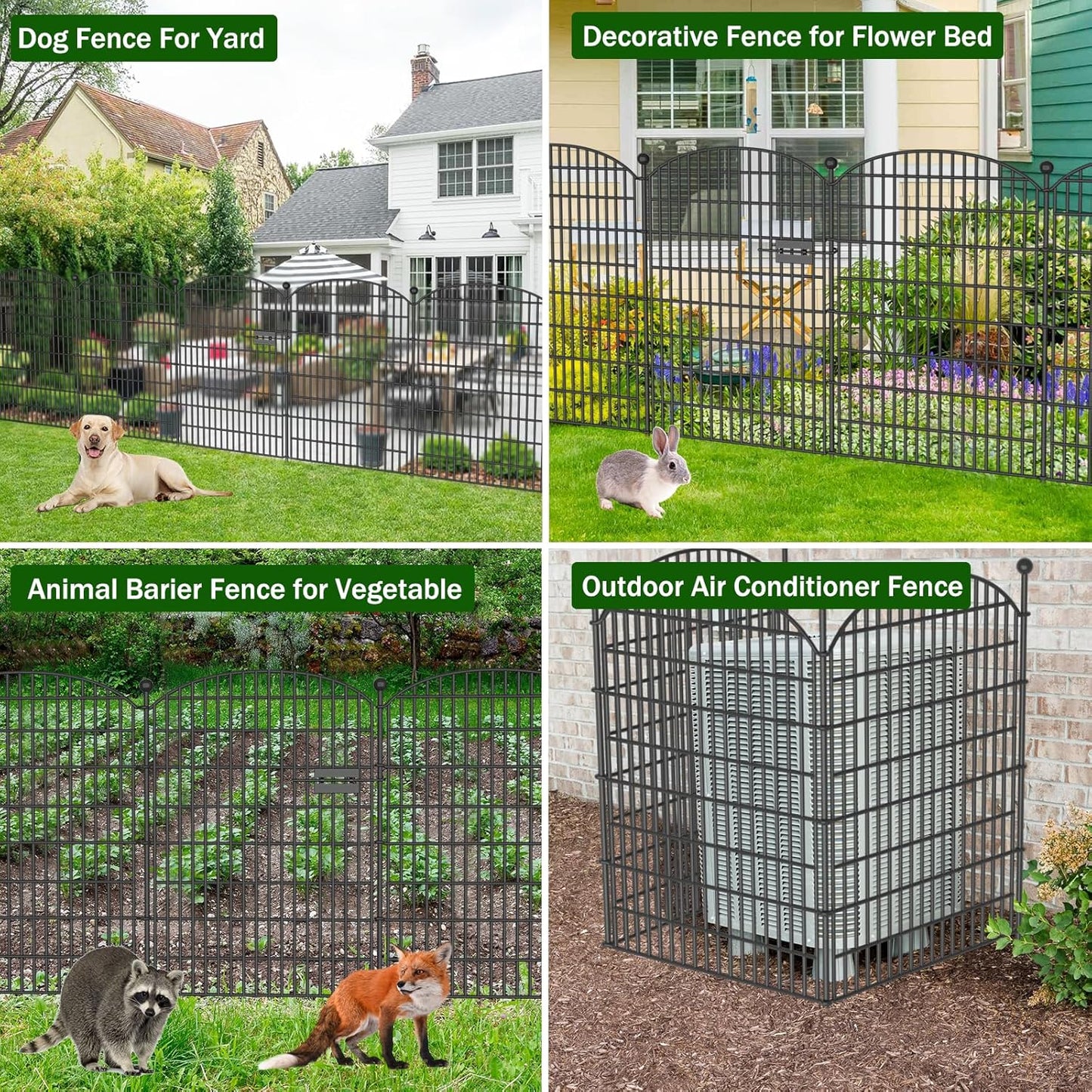 20 Panels No Dig Decorative Garden Fence with Gate - 40 in (H) x 47.2 ft (L) 19 Panels + 1 Gate, Dog Fence Outdoor for Yard, Rustproof Metal Animal Barrier Ground Stakes Fencing for Garden