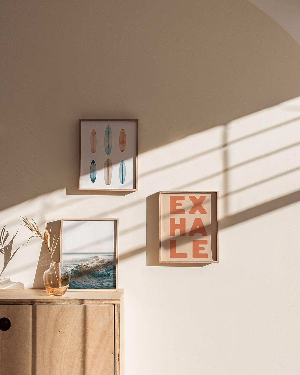 HAUS AND HUES Beige Wood Oak 8x10 Picture Frame, Set of 3 - Modern Wood Wall Art Display - Lightweight 8x10 Frame Set of 3 for Art Prints, Photos, Posters - Ready-to-Hang Vertically & Horizontally