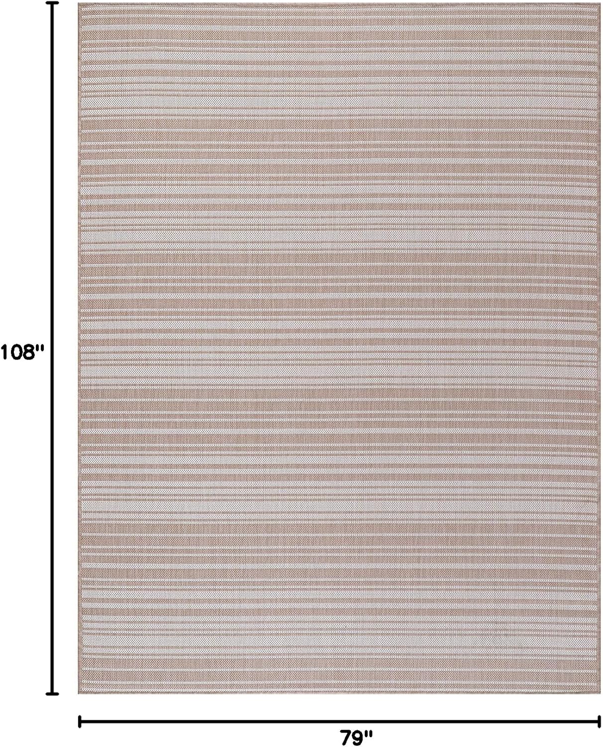 Stripe Outdoor Rug 6x9 Washable Outside Carpet for Indoor Patio Porch Waterproof Easy Cleaning Non Shedding Area Rugs Beige 6 x 9