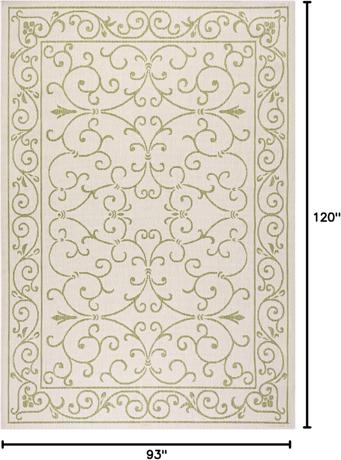 JONATHAN Y Vintage Filigree Indoor Outdoor Area Rug 8X10 Cream/Green, Charleston Textured Weave for Backyard, Patio, Porch, Easy-Cleaning, High Traffic, Pet-Friendly, Non-Shedding (SMB106I-8)