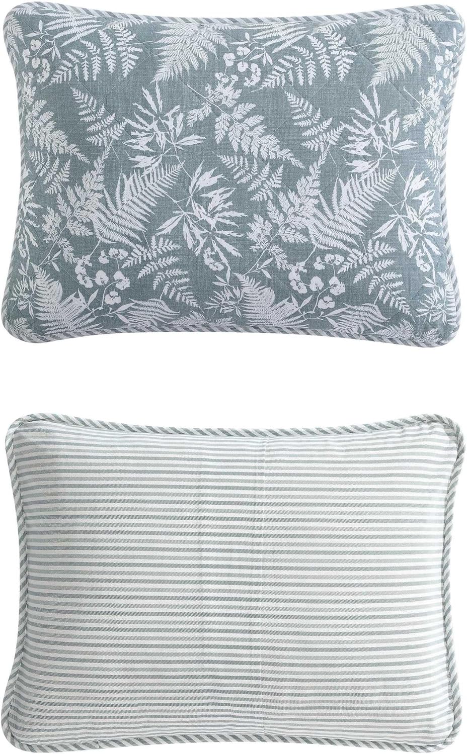 Eddie Bauer - Twin Quilt Set, Reversible Cotton Bedding with Matching Sham, Wildflower Inspired Home Decor with Stripe Reverse (Fern Garden Green, Twin)