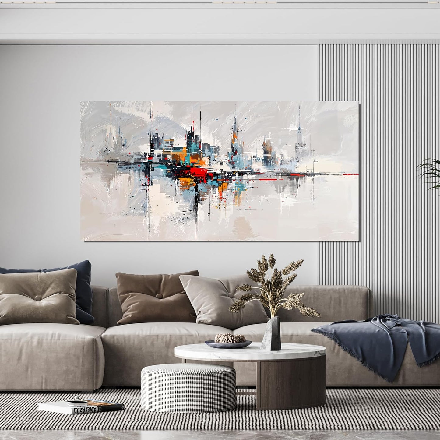 Large Abstract Wall Art Decor Wall Art Pictures for Living Room Abstract Canvas Art Wall Decor Modern Colorful Wall Art Prints Contemporary City Wall Art Decorations Bedroom Office Home Decor 24" X 48"