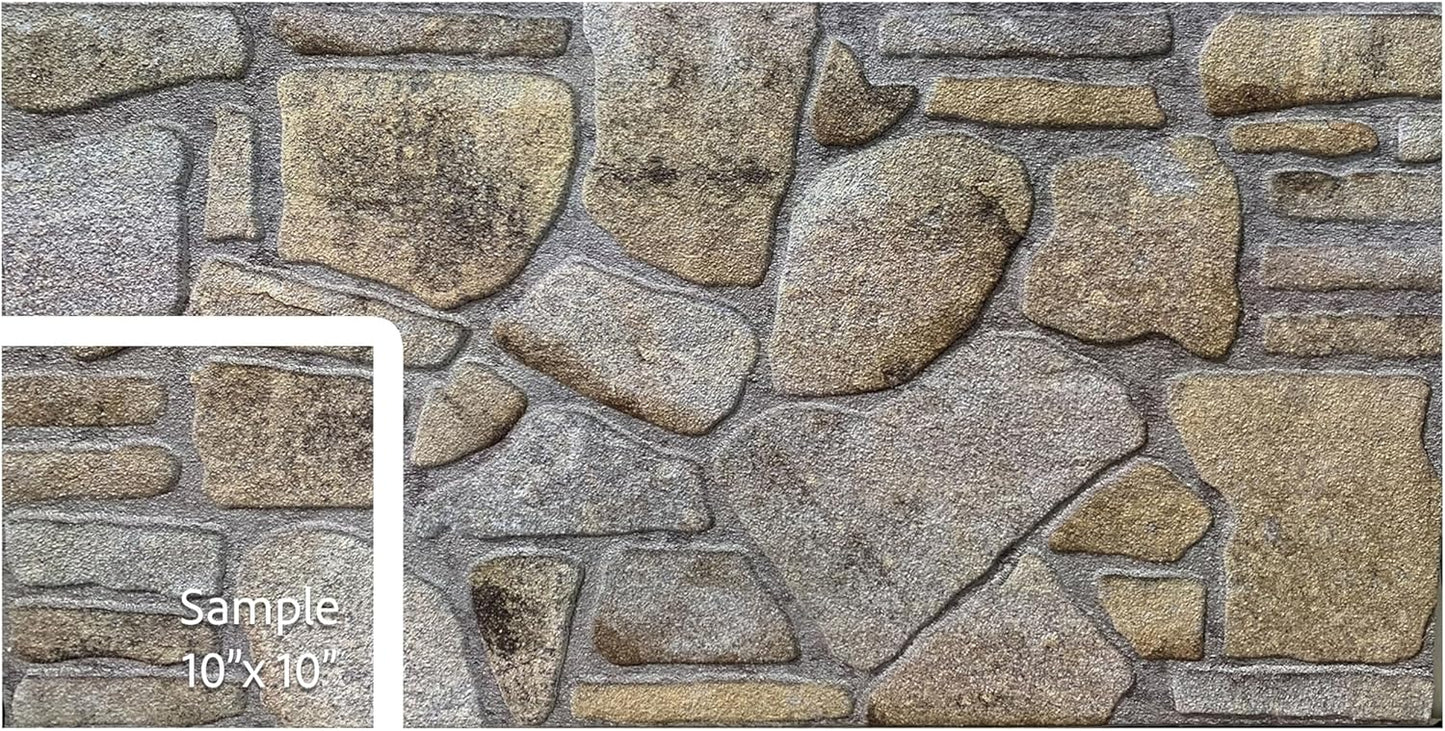 Dundee Deco 3D Wall Panels - Cladding Gold Lilac Stone Look Wall Paneling, Styrofoam Facing for Interior and Exterior Applications, DIY, Sample, Size 10 x 10 in.