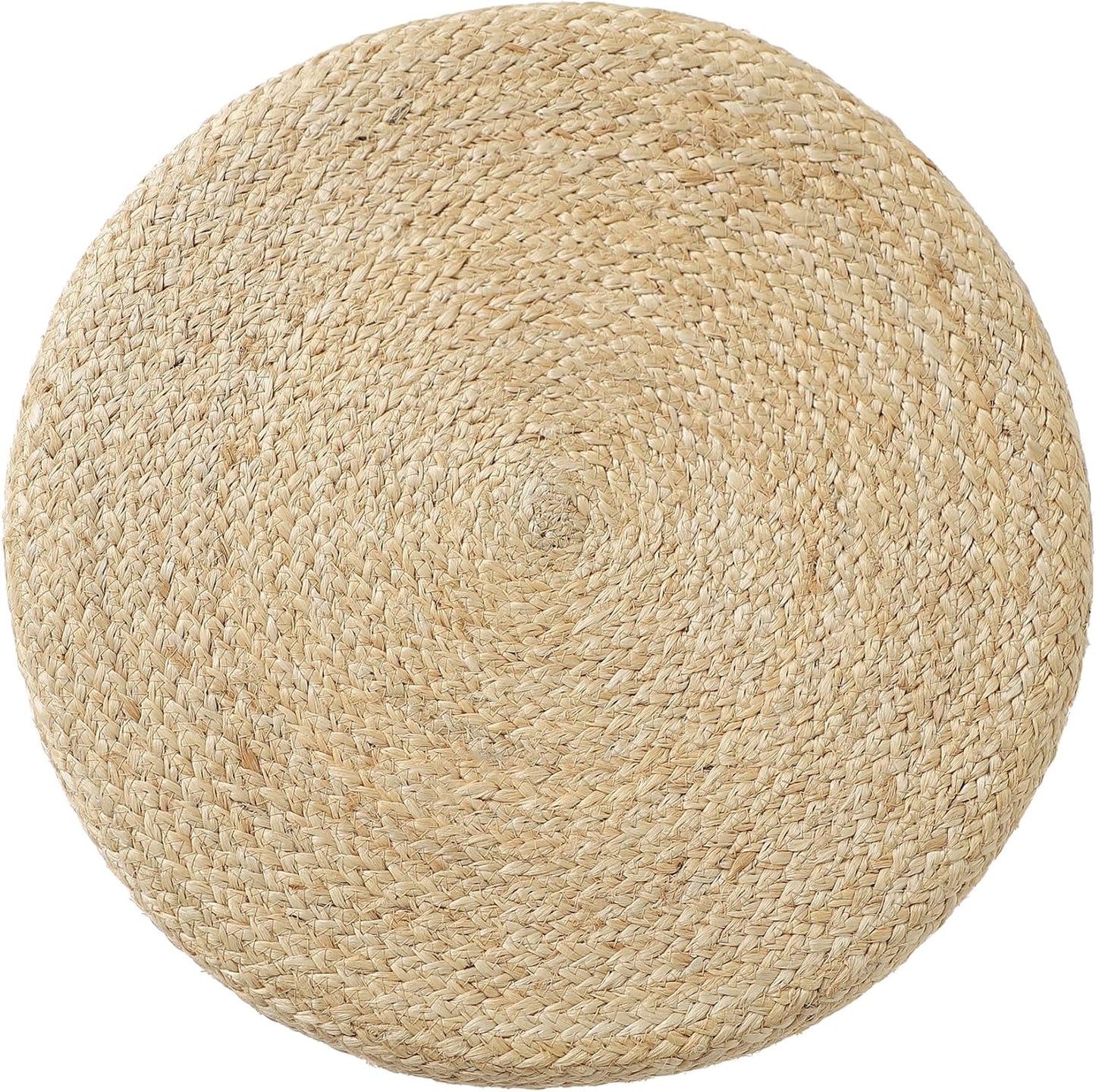REDEARTH · Cylindrical Pouf Foot Stool Ottoman - Jute Braided Pouffe Poof Accent Sitting Footrest for Living Room, Bedroom, Nursery, Patio, Lounge & Other Rooms (Natural, 18"x18"x14")