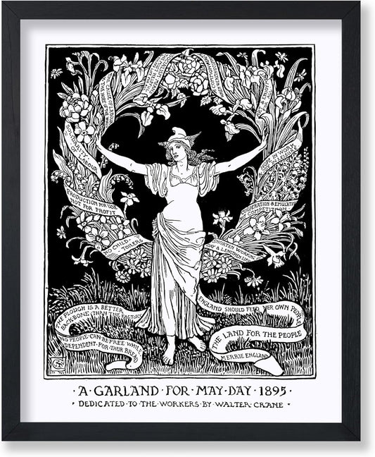 Poster Master Vintage Walter Crane Poster - Retro A Garland for May Day Print - Socialist Art - Gift for Him, Her, Men, Women - Wall Decor for Home, Office, Living Room - 11x14 UNFRAMED Wall Art