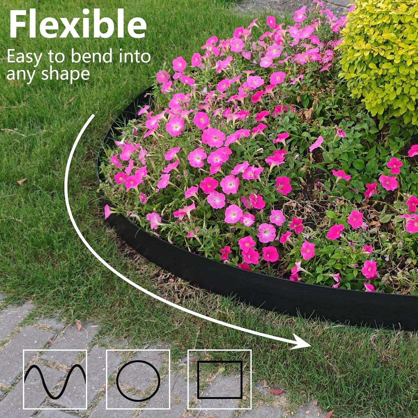 Landscape Edging 4 Inch Tall 80FT with 100Pcs Metal Spikes, Plastic Garden Edging Border Landscape Edging Border Lawn Edging for Landscaping, Flower Bed, Yard