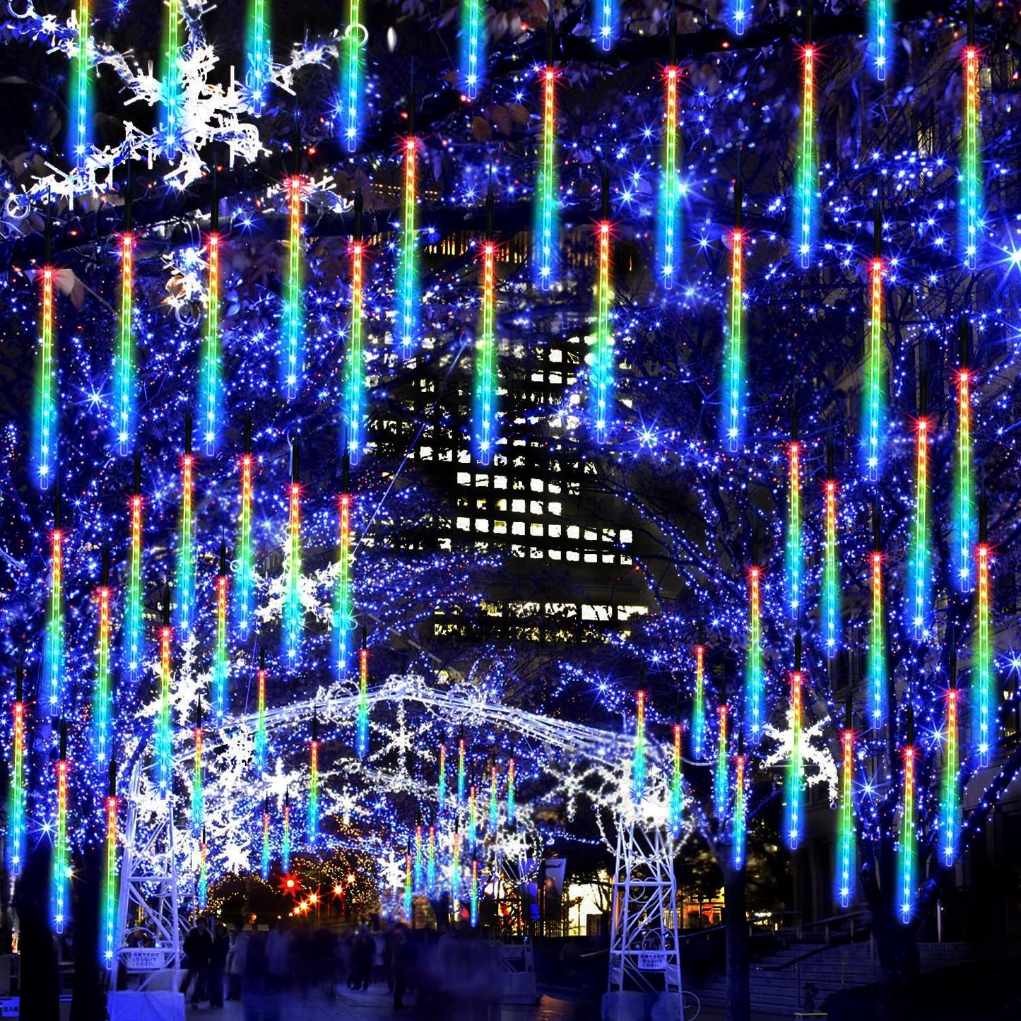 Christmas Meteor Shower Rain Lights - 12inch, 20 Tube 480 LED Icicle Lights for Outdoor Xmas, Halloween, Wedding & Party Decor, Colorful