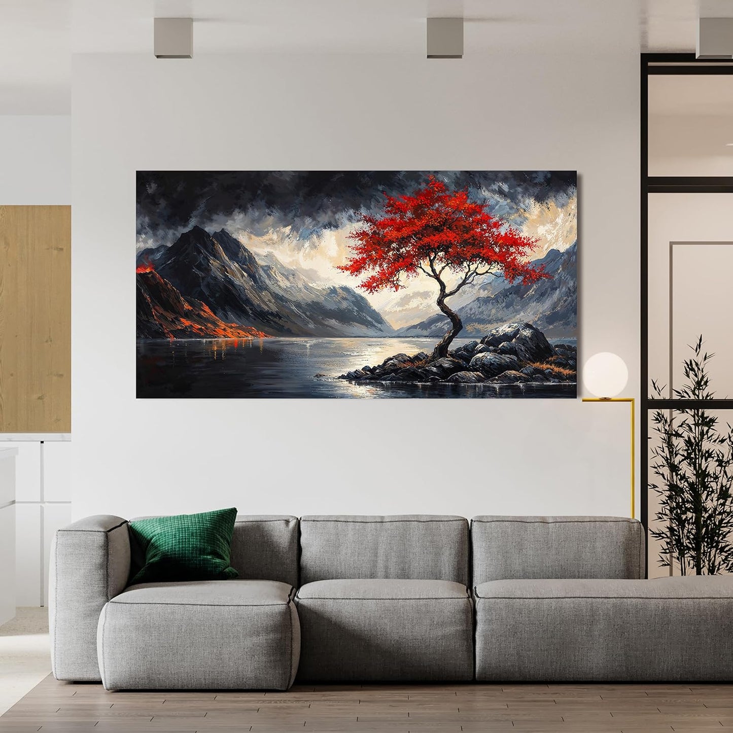 Canvas Wall Art Decor Wall Art Decorations for Living Room Black and White Vintage Wall Art Nature Landscape Wall Art Prints Art Work for Wall Decor Red Artwork for Walls Home Office Decor 20" X 40"