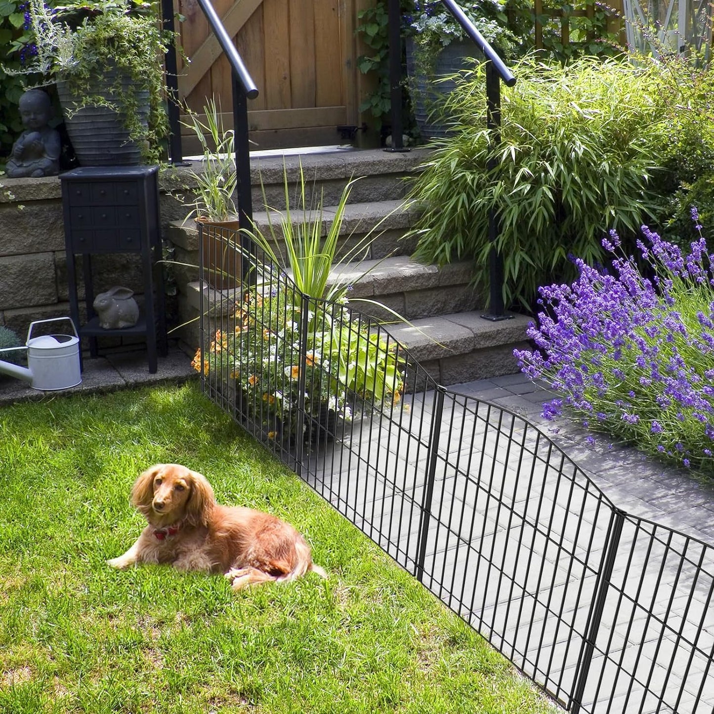 INJOPEXI Garden Fence 12 Panels 23.6ft (L)×24in (H) Decorative Garden Fences with 12 Panels Rustproof Wire No Dig Animal Barrier Fencing Dog Fence for Yard Outdoor Patio - Without Fence Gate