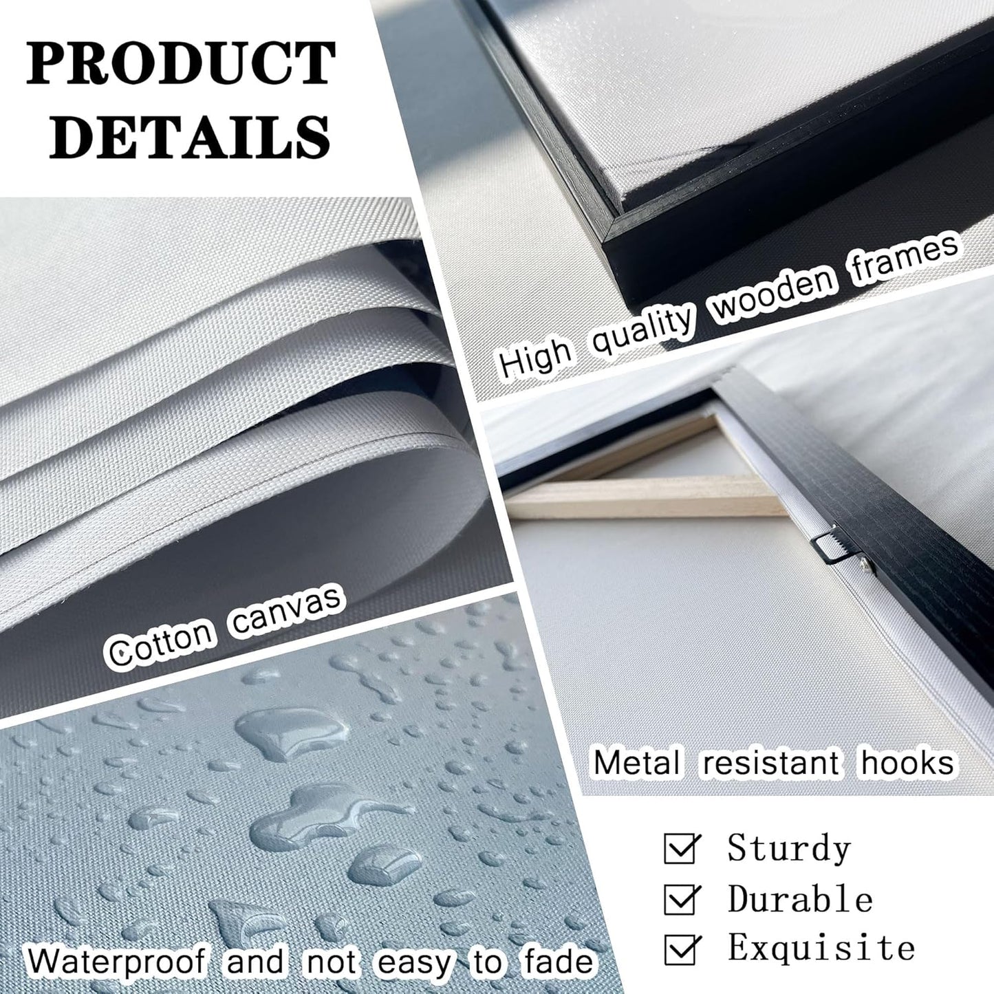 KLAKLA Extra Large Wall Art for Living Room - Blue and white Canvas Framed Wall Decor Living Room Abstract Picture Artwork for Office Bedroom Decorative Paintings