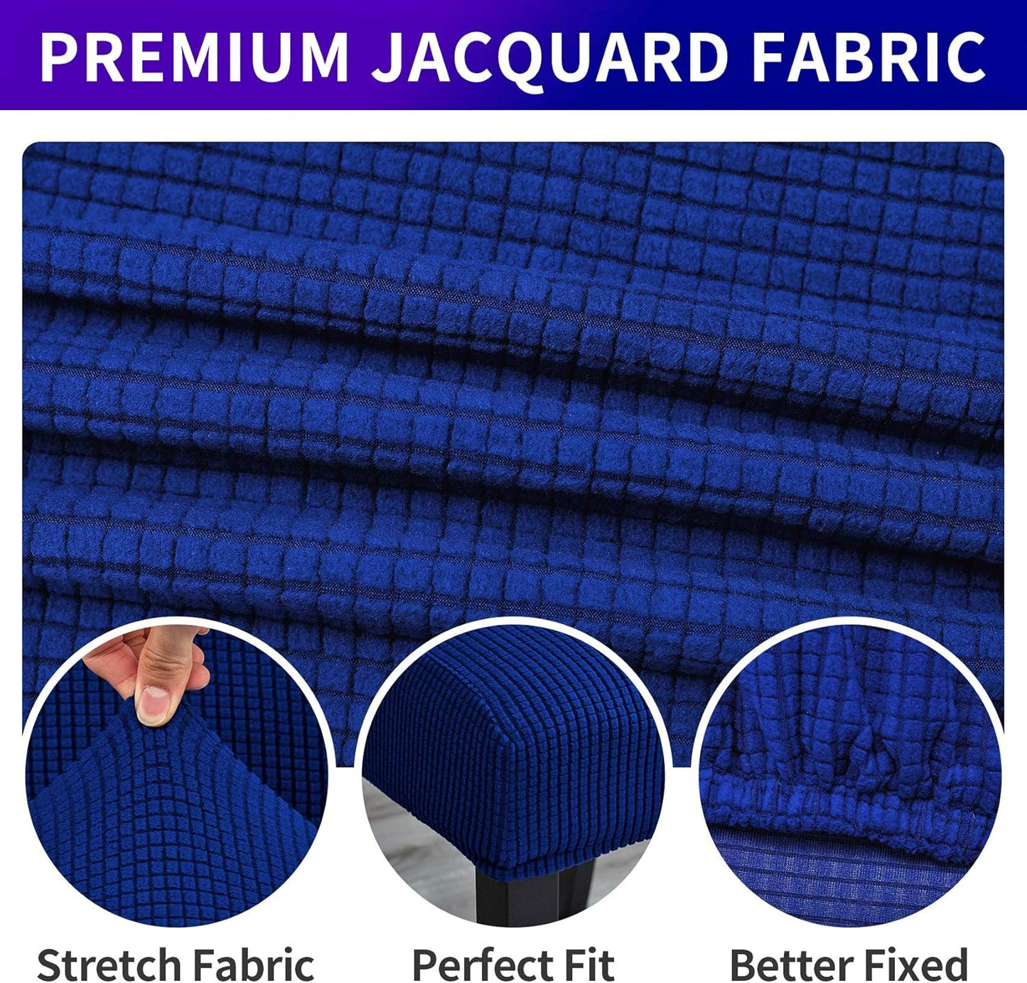 Howhic Stretch Chair Covers for Dining Room Set of 4, Removable Washable Dining Room Chair Covers, Dining Chair Slipcovers Seat Protector, Great for Home Decor and Banquet (Classic Blue, 4 Pack)