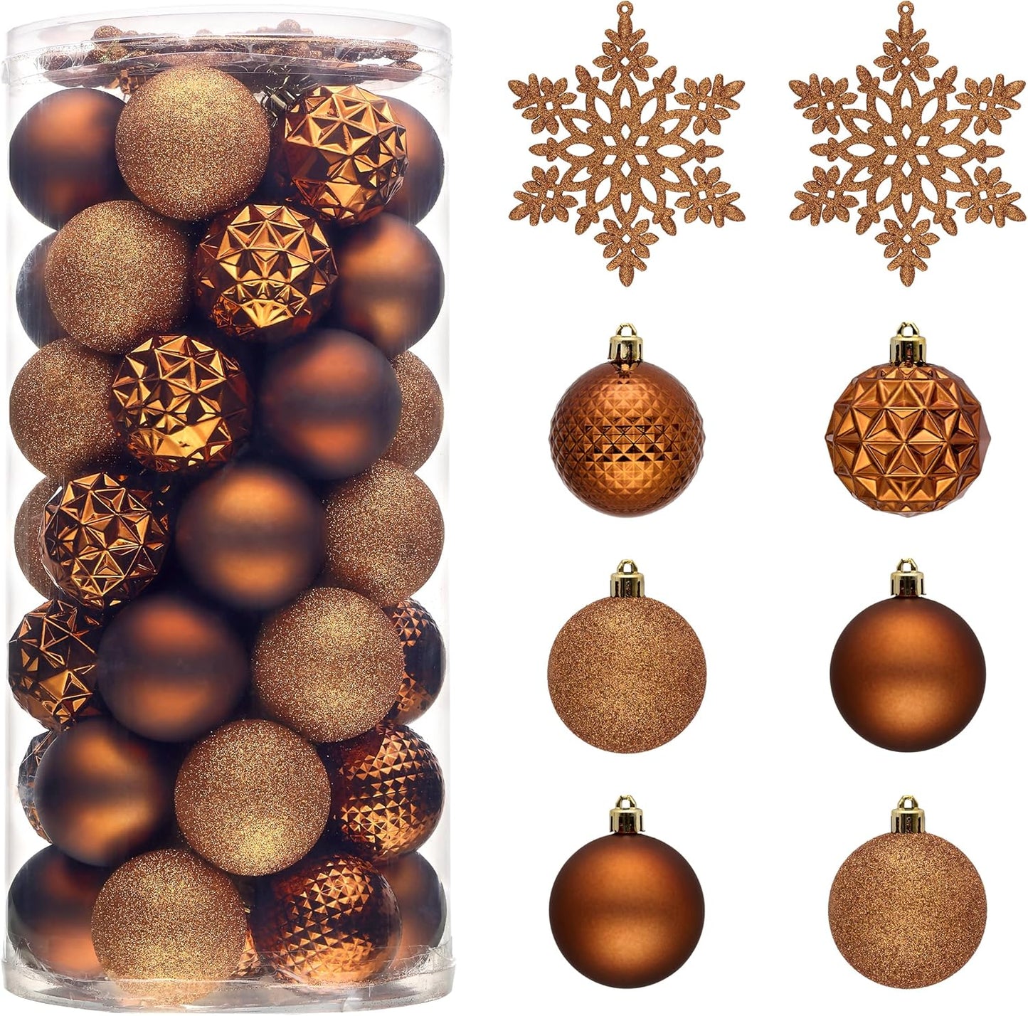 Valery Madelyn Christmas Tree Decorations Ornament Set for Fall Halloween, 50ct 2 Inches Bronze Copper Brown Shatterproof Christmas Ball Ornaments Hanging Xmas Holiday Party Decor