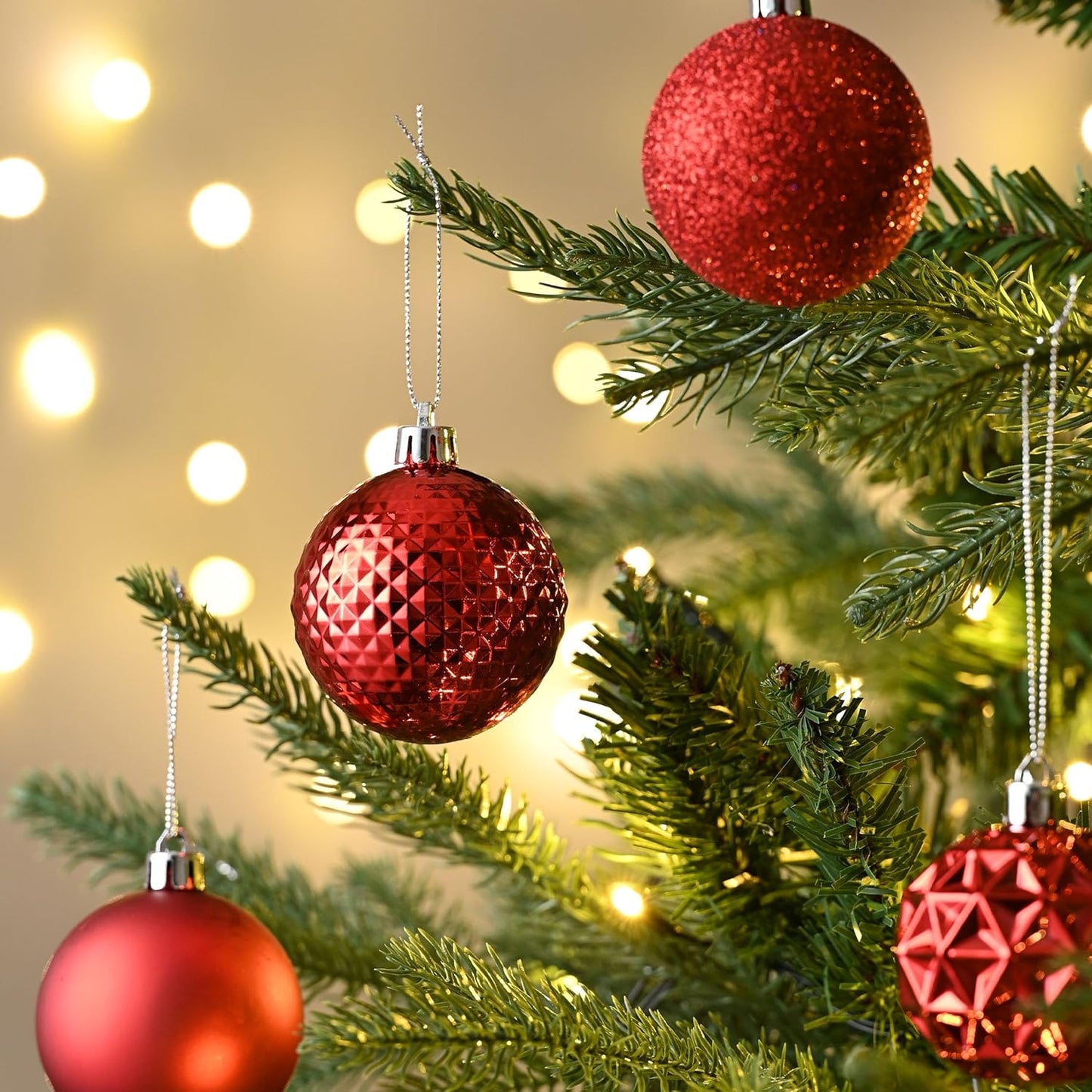 Valery Madelyn Christmas Tree Decorations Ornament Set for Fall Halloween, 50ct 2.36 Inches Red Shatterproof Christmas Ball Ornaments Hanging Xmas Holiday Party Decor