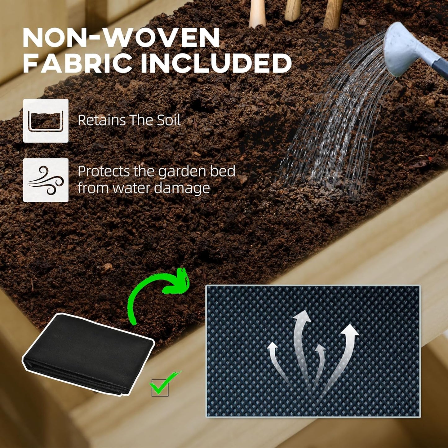 Outsunny 5 Box Raised Garden Bed with Trellis for Vine Flowers & Climbing Plants, 39" Tall Wall-Mounted Wood Planter Box Set with Adjustable Height, Drainage Hole, Natural