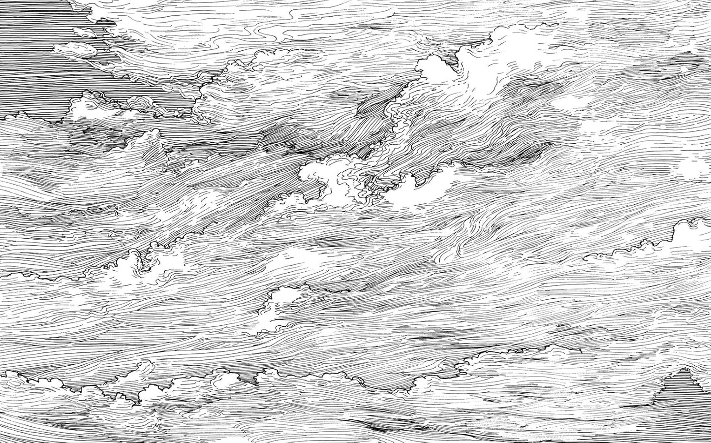 Black and White Cloud Wallpaper Wall Mural for Bedroom Living Room(Not Peel n' Stick)