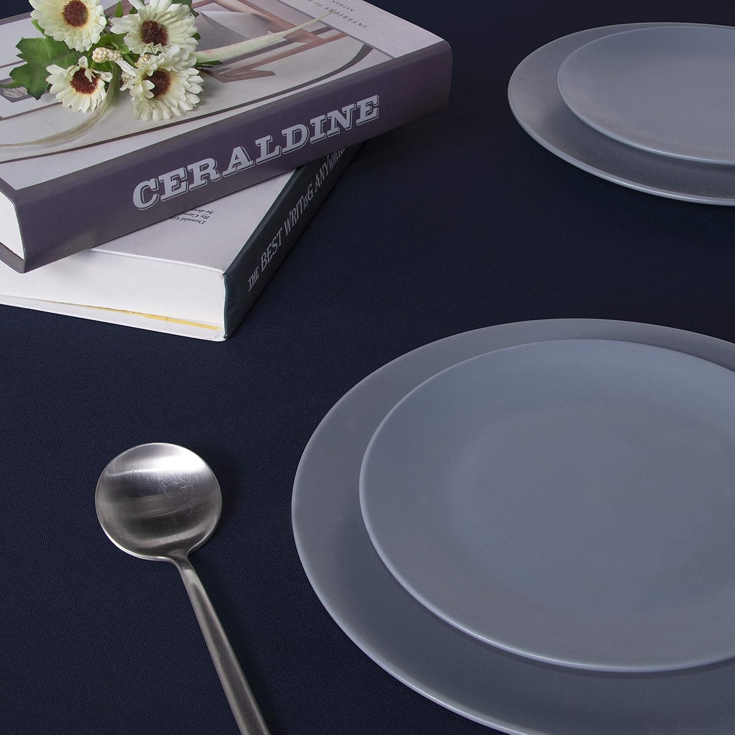 sancua Rectangle Tablecloth - 60 x 120 Inch - Stain and Wrinkle Resistant Washable Polyester Table Cloth, Decorative Fabric Table Cover for Dining Tables, Buffet Parties and Camping, Navy