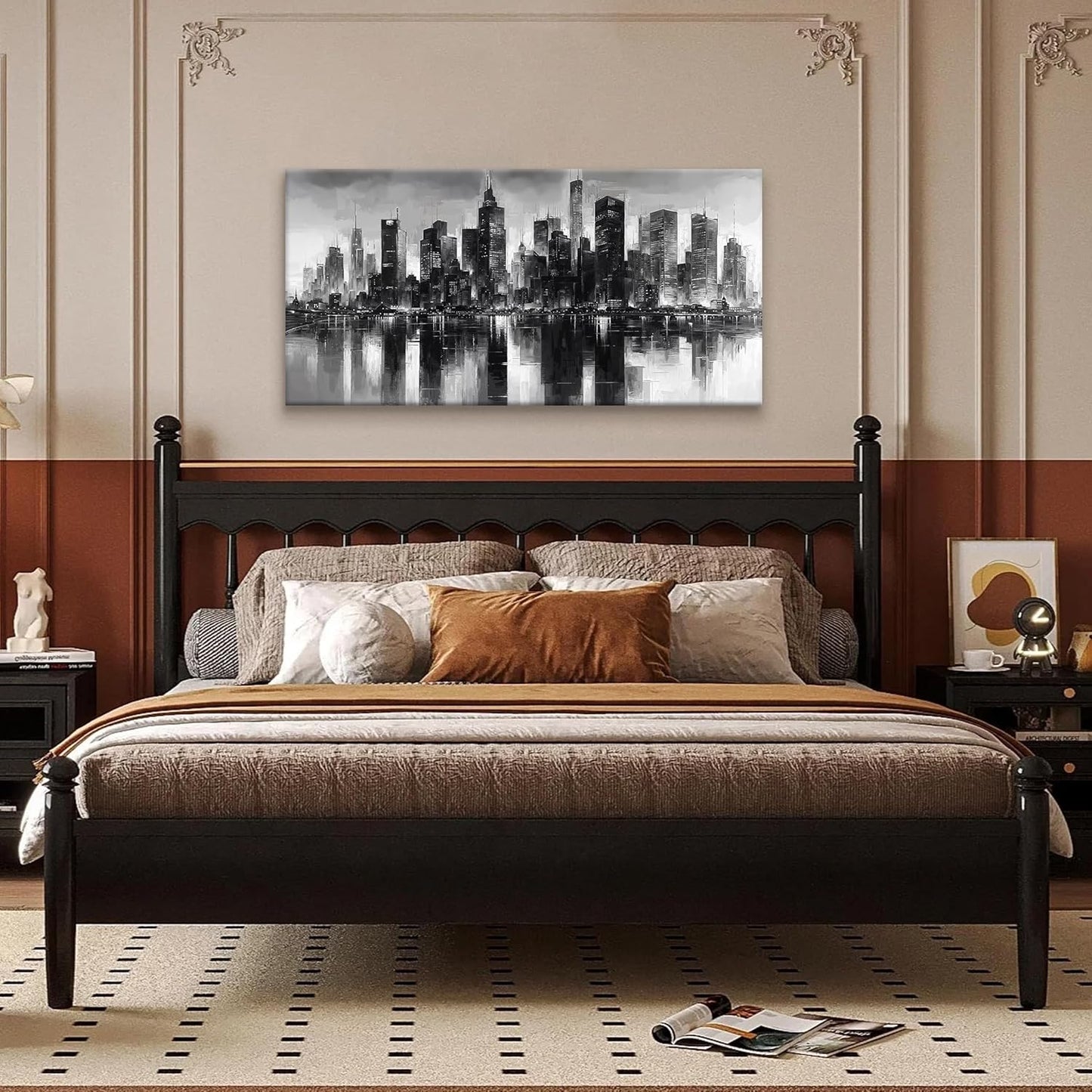 QSQ New York City Wall Art Brooklyn Bridge Wall Art Print Paintings Modern Cityscape Canvas Art Wall Decor Picture For Bedroom Apartment Office Home Decor Chicago Artwork 20 × 40 In