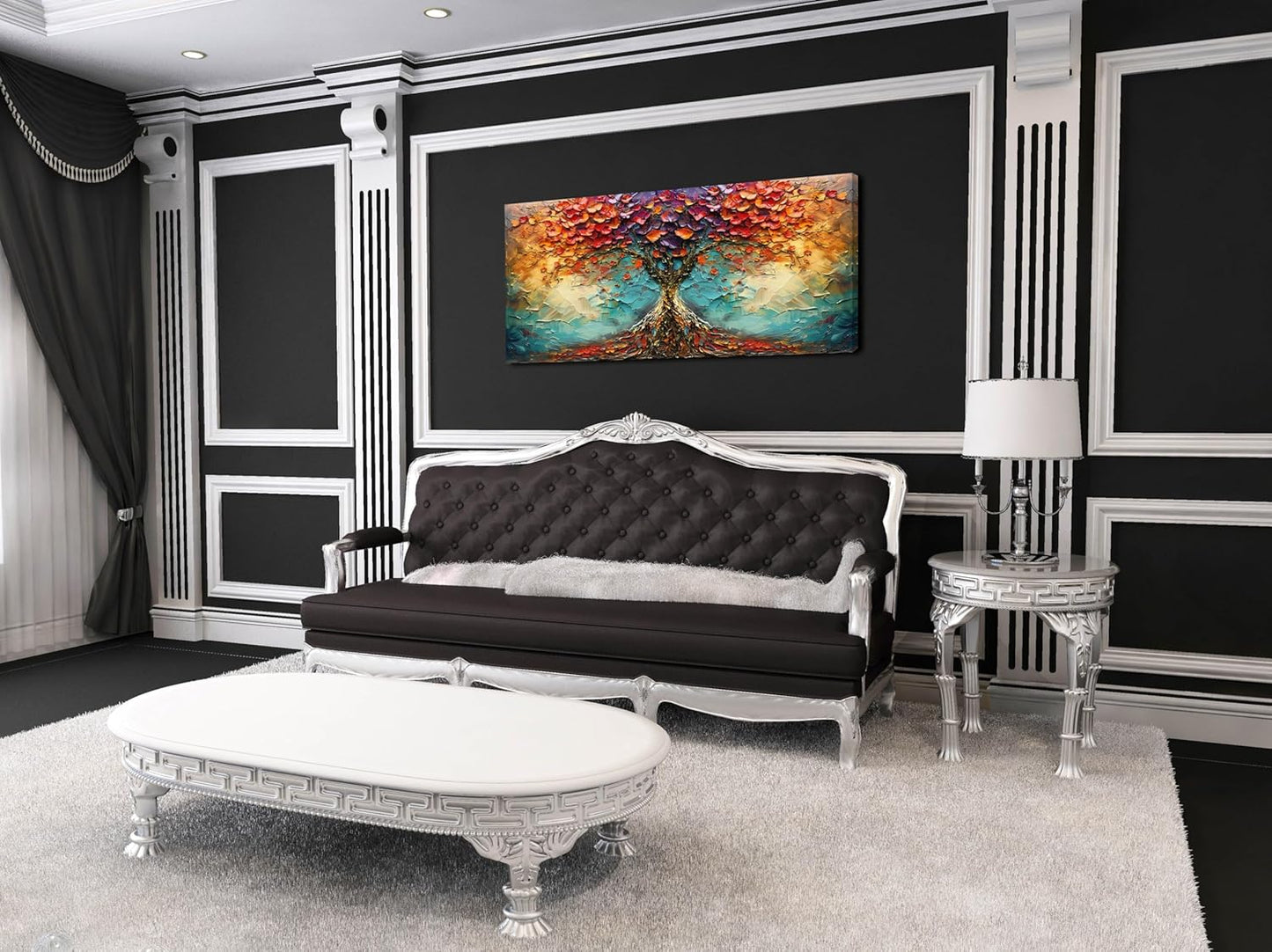 LASMOND Beautiful Colorful Tree Amazing Art Plants Wall Art Decor Artwork for Living Room (30x60 Inches)