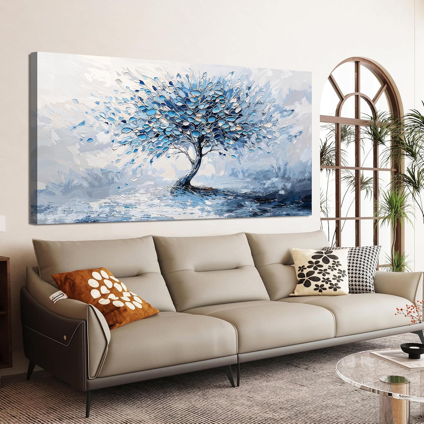 Canvas Wall Art Decor Modern Blue White Wall Art Prints Canvas Art Wall Decor Wall Art Pictures for Living Room Artwork for Walls Abstract Art Tree of Life Wall Art Bedroom Office Decor 20" X 40"
