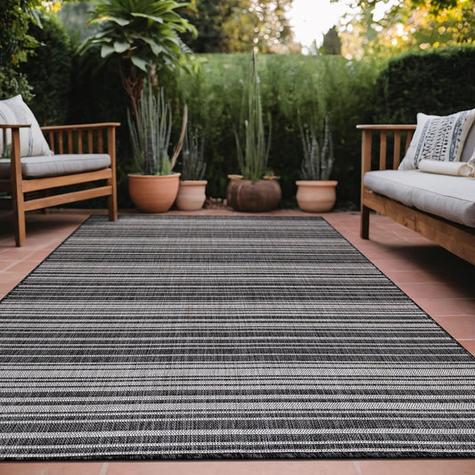 Stripe Outdoor Rug 5x7 Washable Outside Carpet for Indoor Patio Porch Waterproof Easy Cleaning Non Shedding Area Rugs Dark Gray 5 x 7