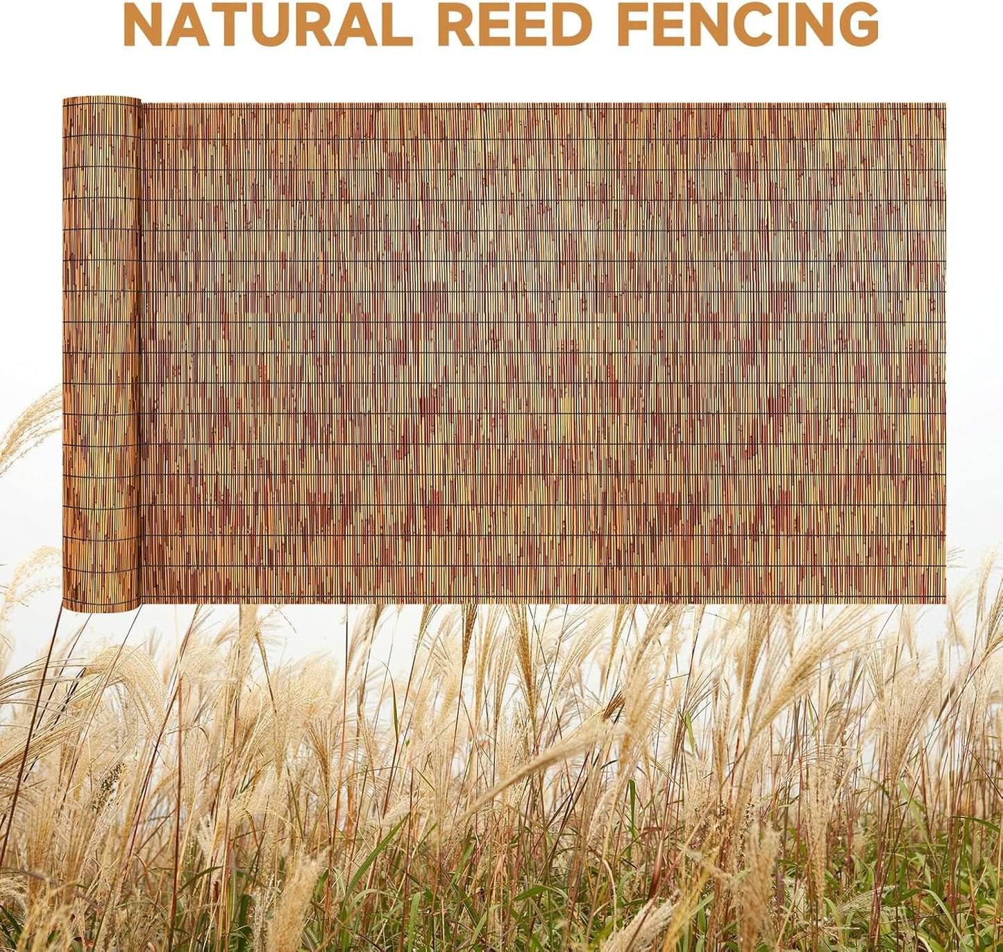 ZNCMRR Reed Fencing Rolls Natural Bamboo Fence 5.5 Feet High Privacy Screen Curtains Fence for Balcony Patio Garden Backyard Shades Outdoor 5.5FT X 16.4FT （Brown）