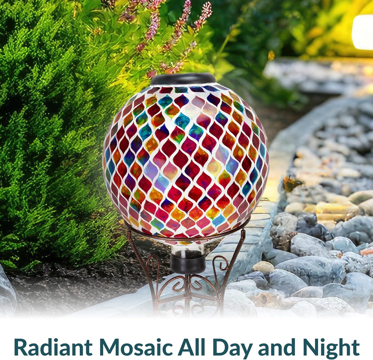 Sunnydaze 10-Inch Solar Gazing Ball for Garden - Glass Outdoor Gazing Globe - Summer Trellis - Set of 2