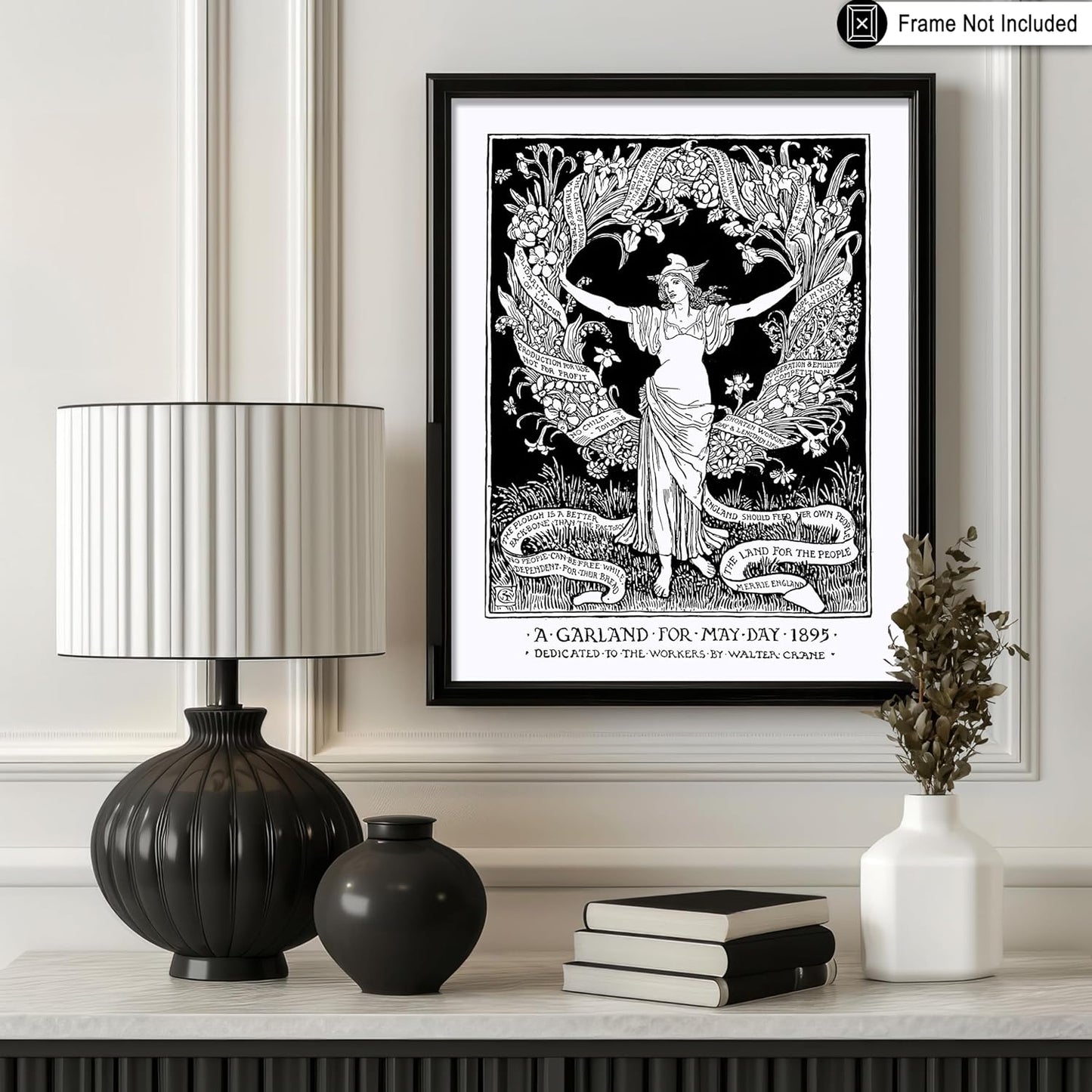 Poster Master Vintage Walter Crane Poster - Retro A Garland for May Day Print - Socialist Art - Gift for Him, Her, Men, Women - Wall Decor for Home, Office, Living Room - 16x20 UNFRAMED Wall Art