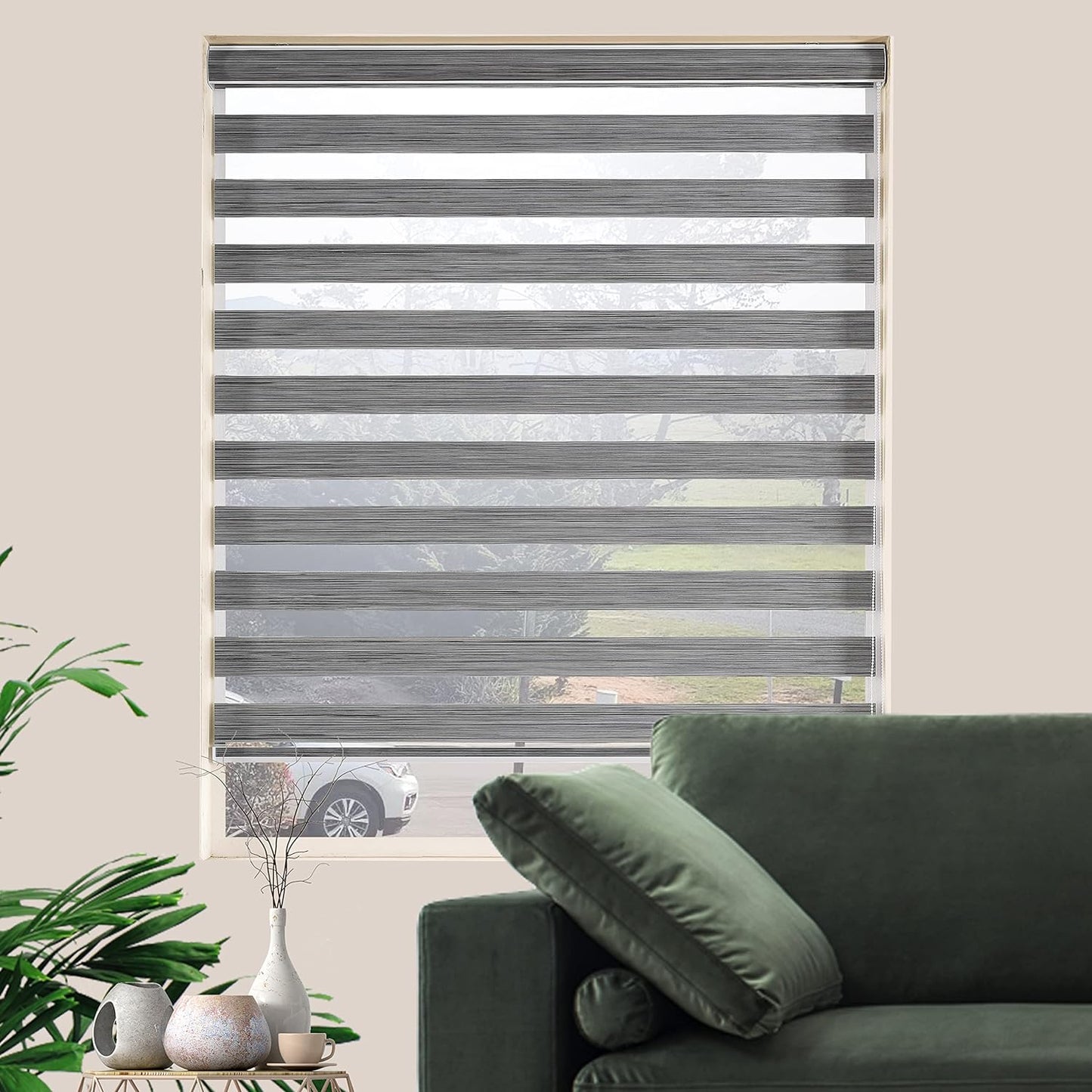 Zebra Blinds Window Blind Zebra Shade Blinds for Windows Roller Sheer Shades Privacy Light Filtering Shades for Home Kitchen Bathroom (Width 66'' X Height 72'' Grey)