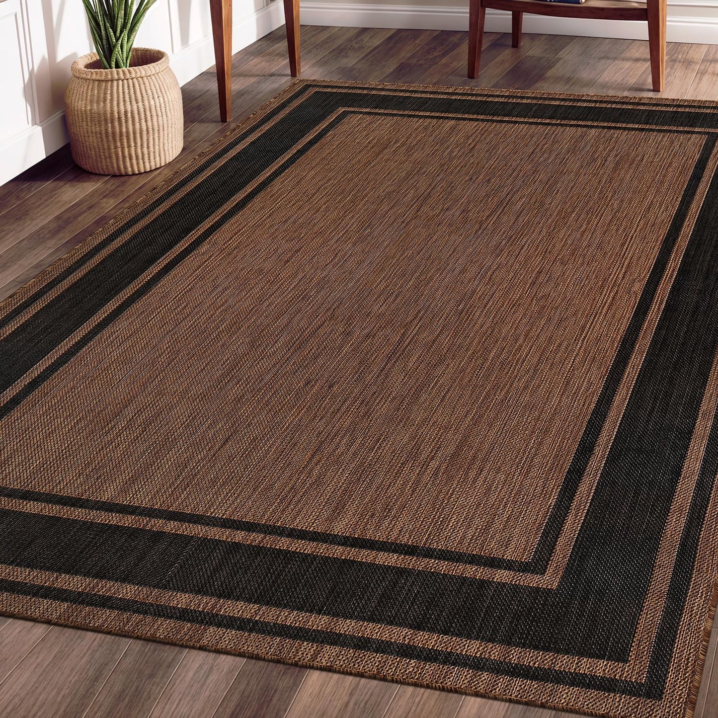 Beverly Rug Large Outdoor Rug 10x14 Modern Bordered Area Rugs for Indoor and Outdoor Patio Deck Porch Garden Waterproof Weather Sun Resistant Washable Outside Carpet (10 x 14 Gold)