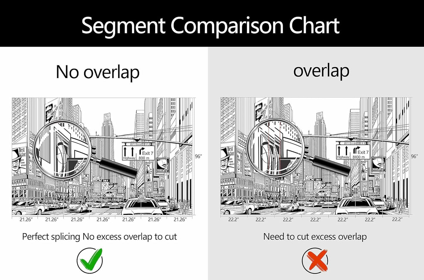 WFBHUA-Black and White New York City Wallpaper Hand Painted Times Square Wall Mural Decoration for Living Room Bedroom Offices(Not Peel and Stick)