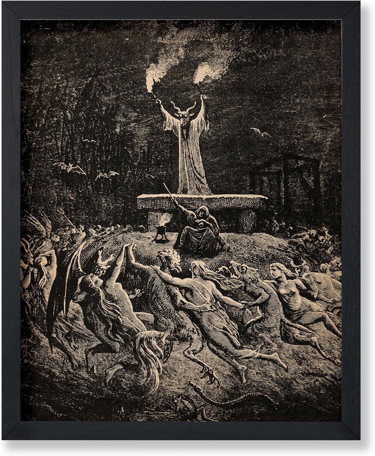 Poster Master Vintage Gustave Dore Poster - Retro Illustration Print - Gift for Gothic, Horror Fan - Dance of Sabbath, Witch, Magic, Spell - Wall Decor for Bedroom, Dorm, 24x32 Unframed Wall Art