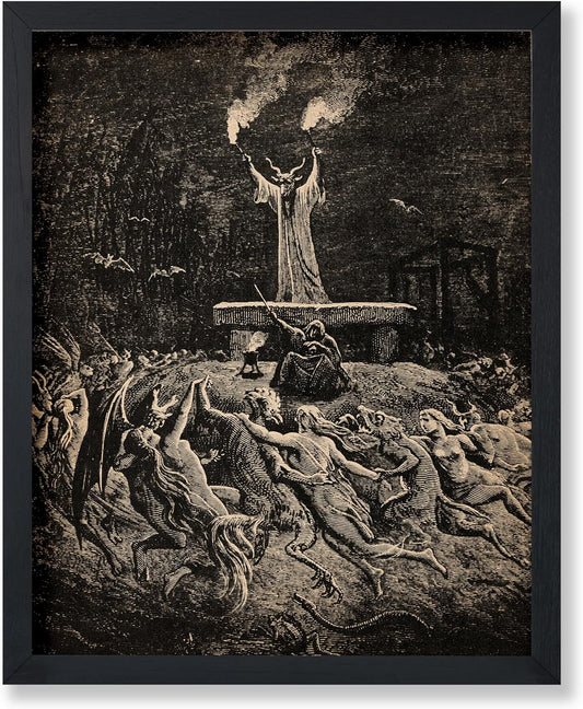 Poster Master Vintage Gustave Dore Poster - Retro Dance of Sabbath Print - Witchcraft Art - Halloween Art - Gift for Him & Her - Gothic Decor for Dorm, Living Room or Bedroom - 16x20 UNFRAMED Wall Art