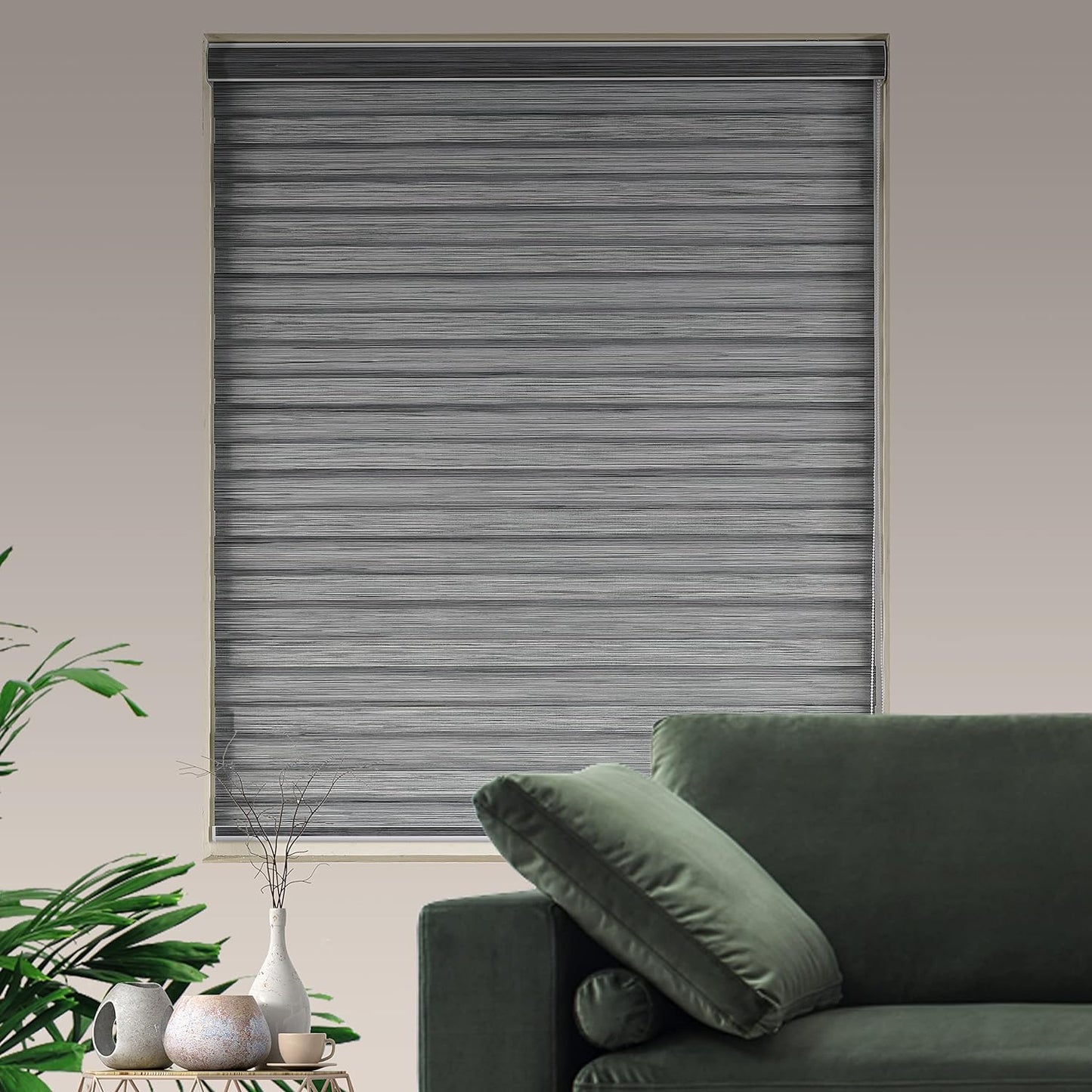 Custom Cut Size Zebra Blinds for Indoor Windows Dual Layer Free-Stop Window Shades Light Filtering Privacy Roll up Down Blinds Easy to Install (Custom Size Grey Color)