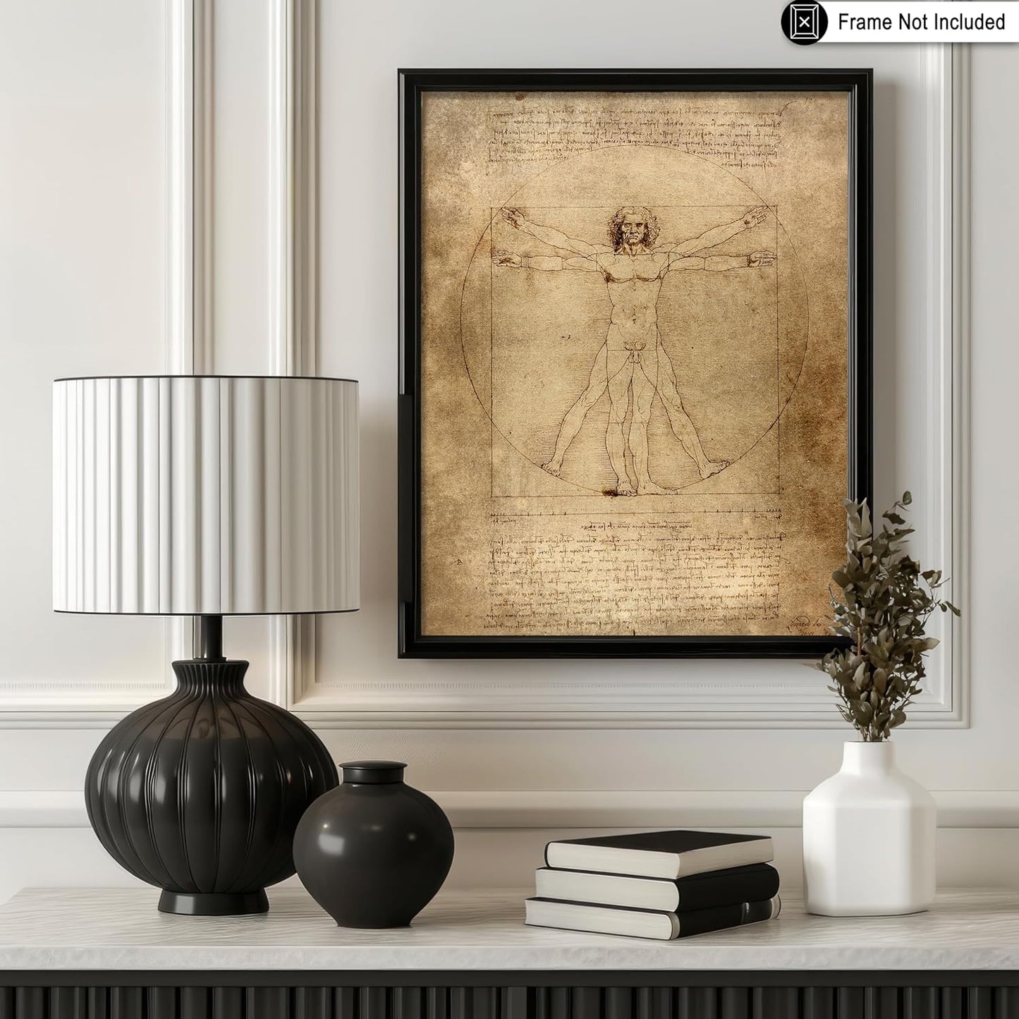 Poster Master Vintage Leonardo Da Vinci Poster - Retro Vitruvian Man Print - Drawing Art - Renaissance Art - Gift for Men & Women - Decor for Living Room, Bedroom or Office - 11x14 UNFRAMED Wall Art