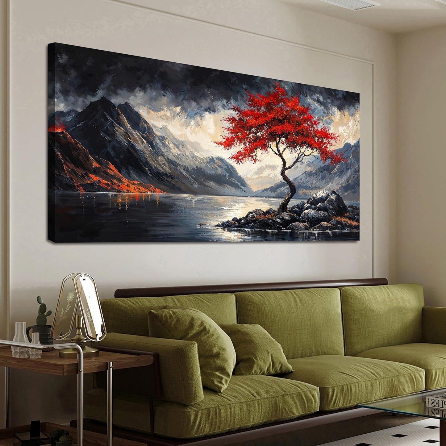 Canvas Wall Art Decor Black and White Vintage Wall Art Wall Art Pictures for Living Room Large Landscape Wall Art Prints Art Work for Wall Decor Red Artwork for Walls Bedroom Office Decor 29" X 58"