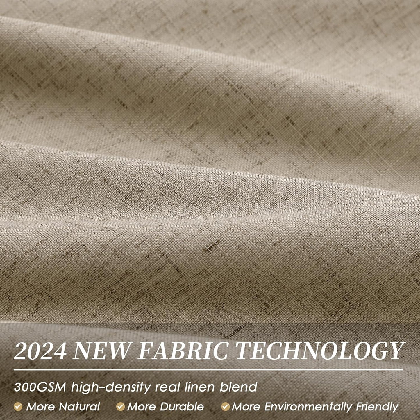 BOODII Blackout Curtains for Bedroom 80 Inch Length 2 Panels Set Room Darkening Linen Curtains Khaki Black Out Curtain Neutral Thermal Insulated Living Room Nursery Drapes Back Tab 52x80